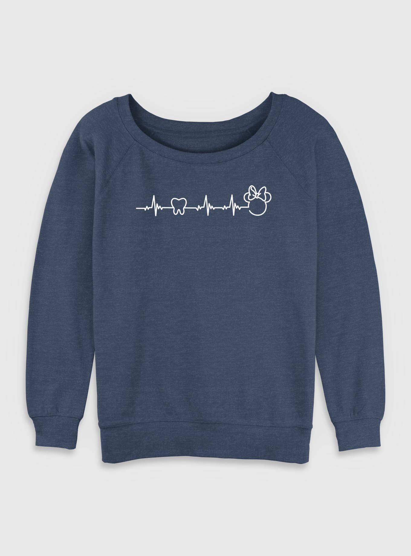 Disney Minnie Mouse Dental EKG Girls Slouchy Sweatshirt, BLUEHTR, hi-res