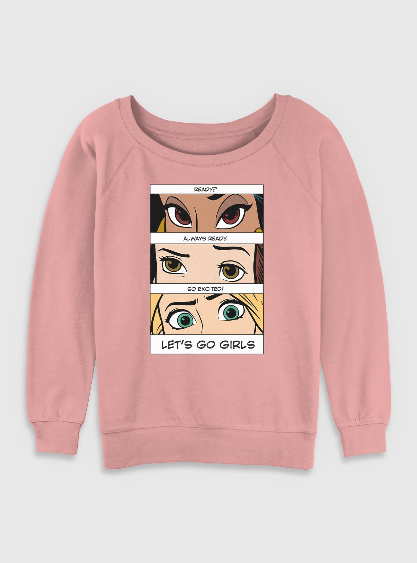Disney Princesses Let's Go Girls Girls Slouchy Sweatshirt, DESERTPNK, hi-res