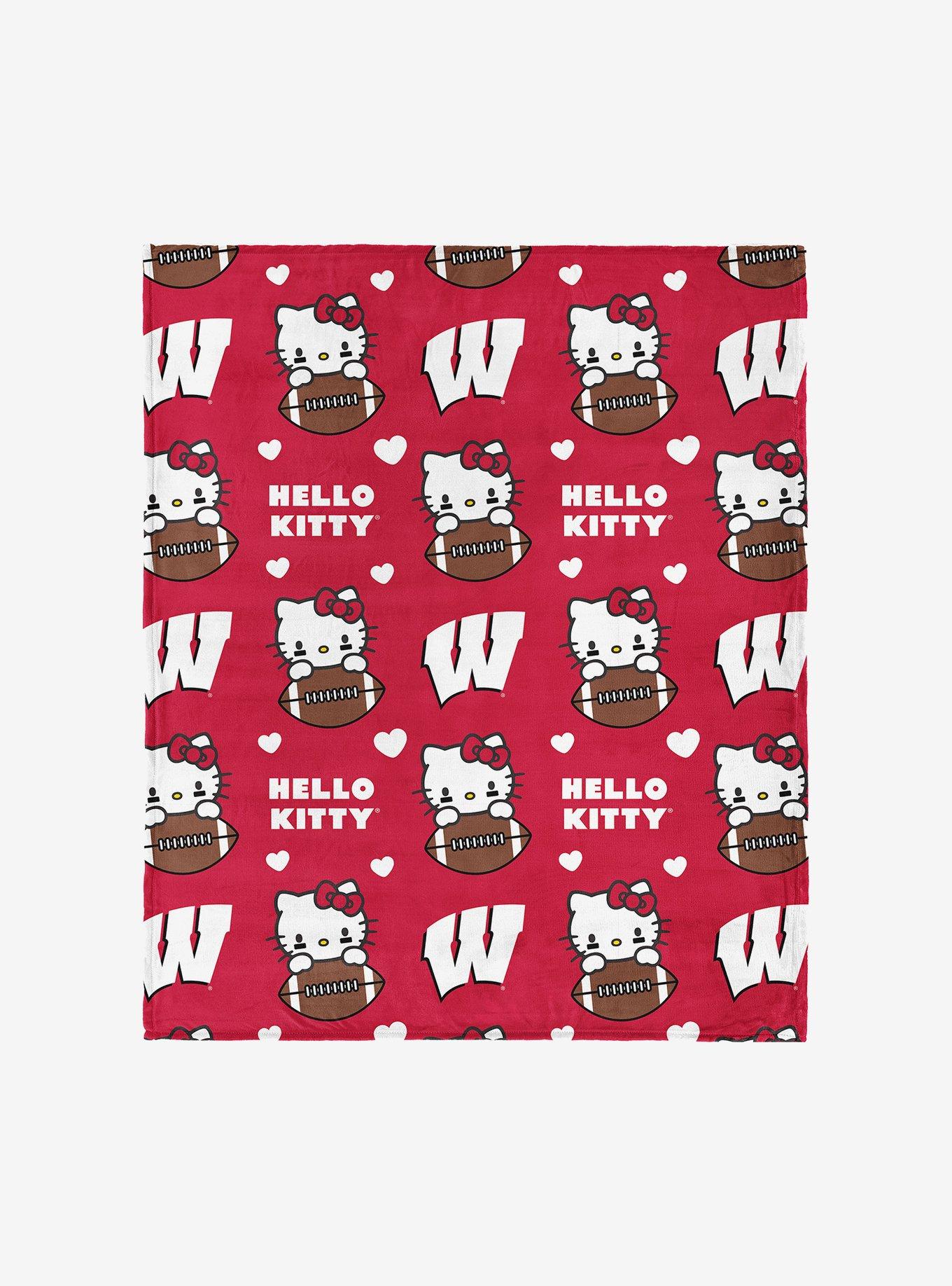 Wisconsin Badgers Football Ready Hello Kitty Cloud Throw Blanket, , hi-res