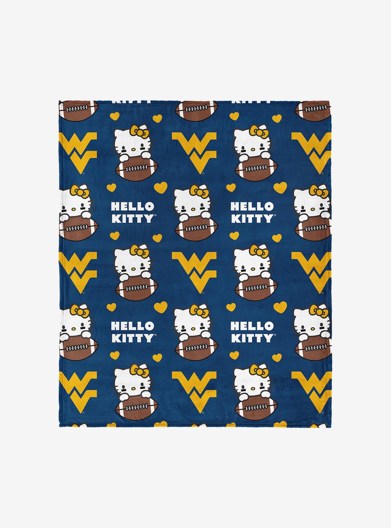 West Virginia Mountaineers Football Ready Hello Kitty Cloud Throw Blanket, , hi-res