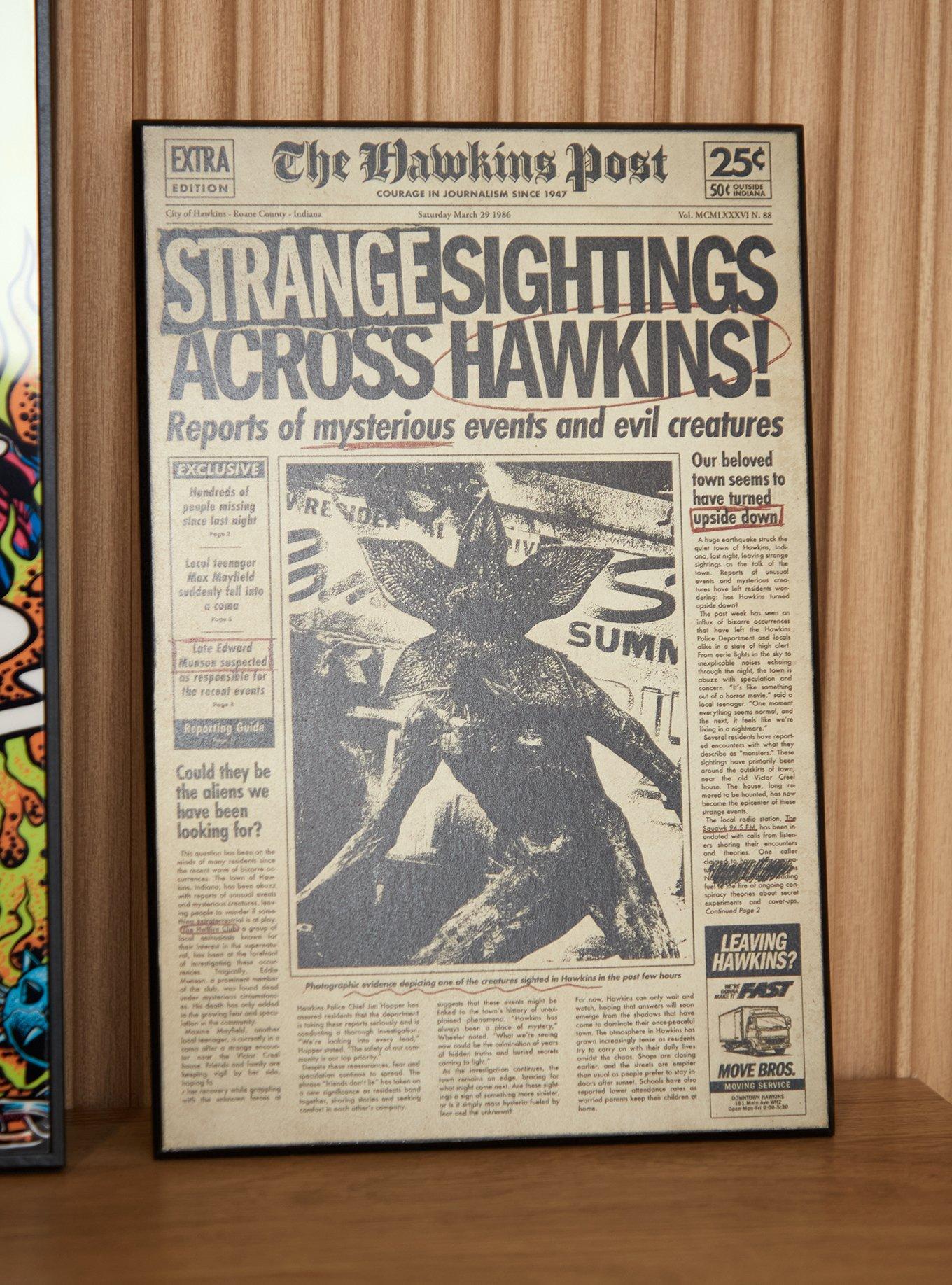 Stranger Things Strange Sightings Hawkins Post Wall Art — BoxLunch Exclusive, , hi-res