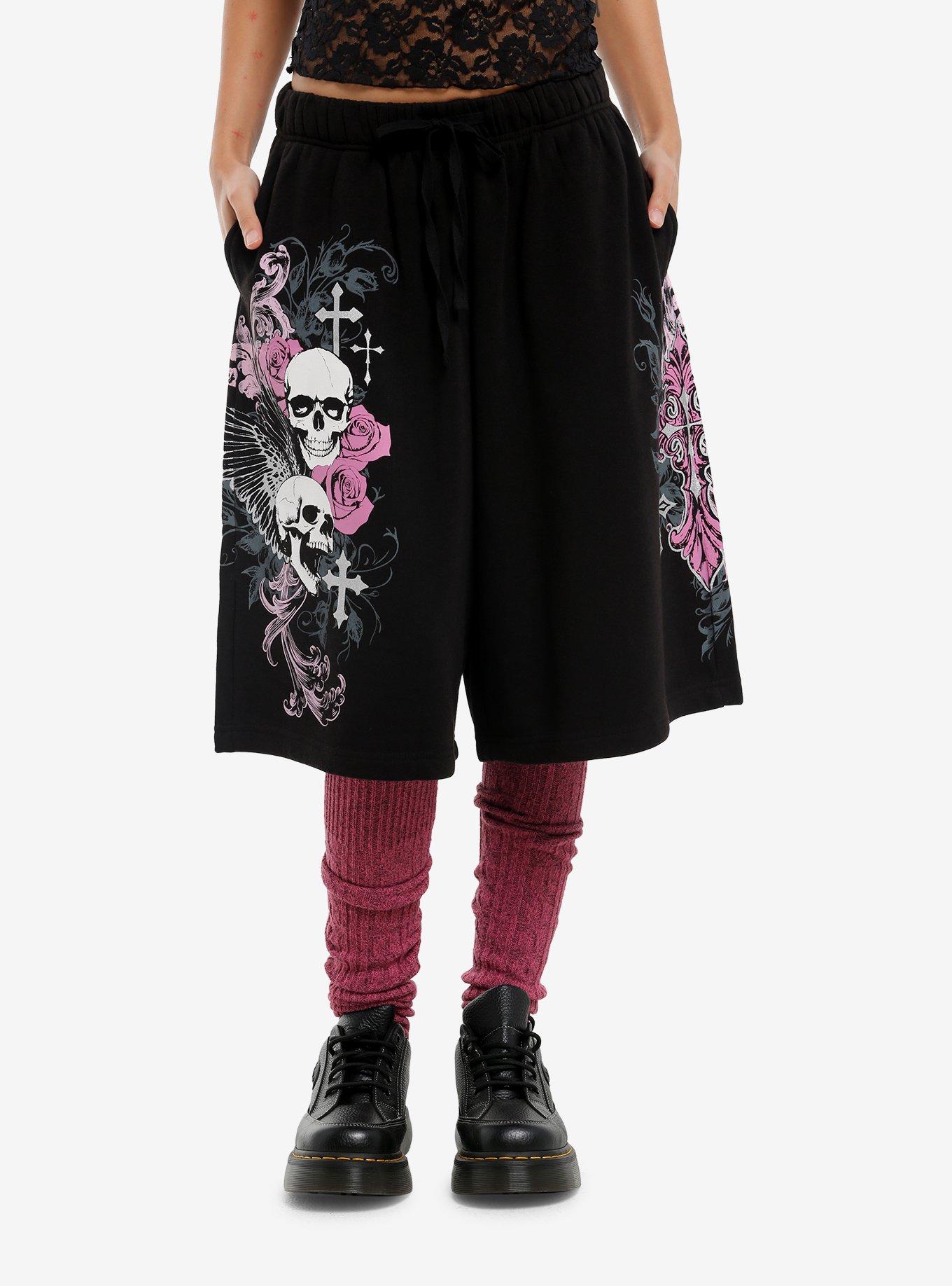 Skull Cross & Rose Girls Lounge Shorts, , hi-res