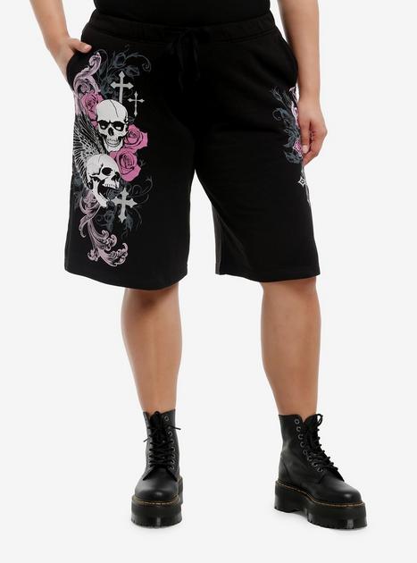 Skull Cross & Rose Girls Lounge Shorts Plus Size | Hot Topic