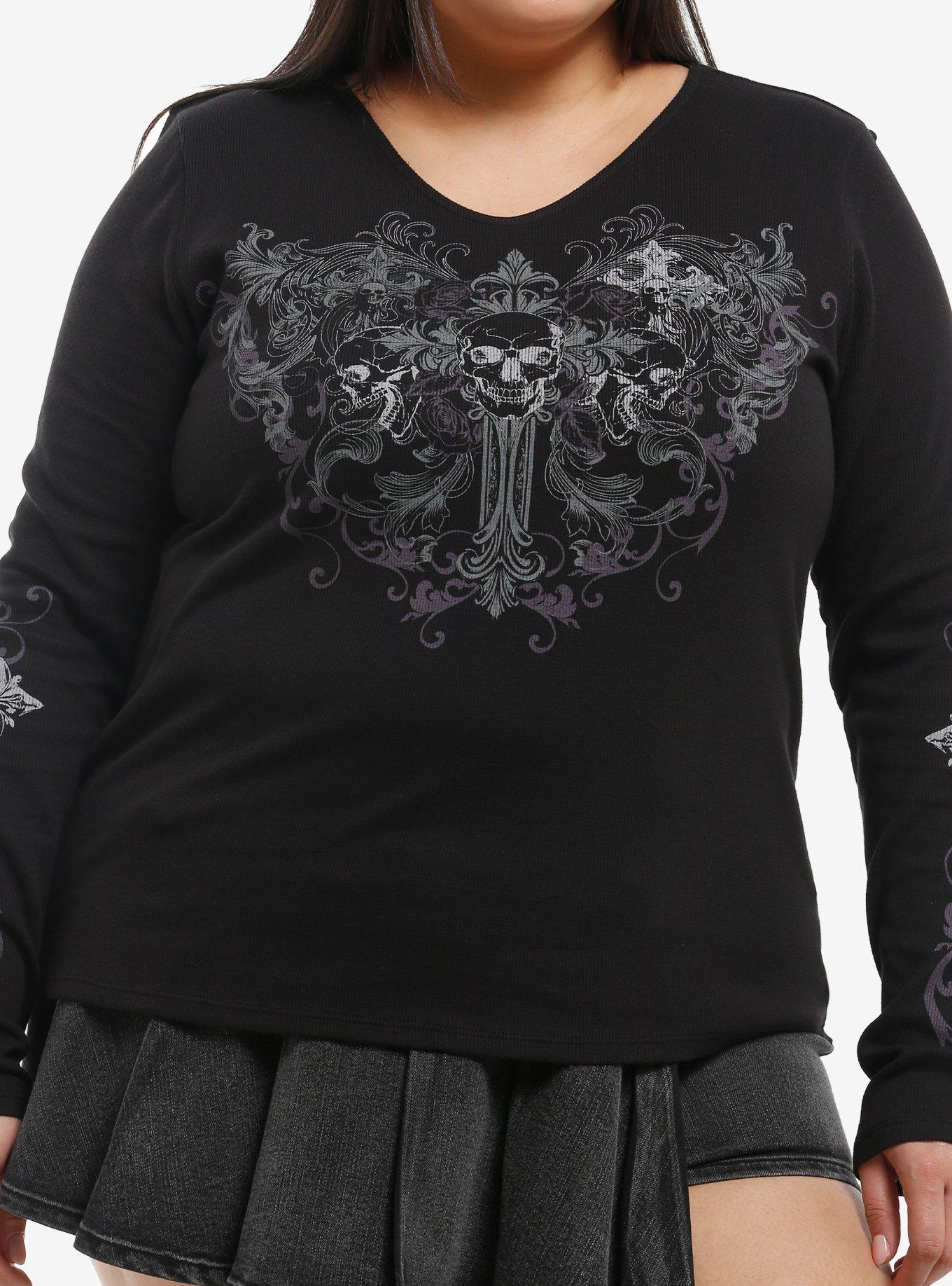 HOTTOPIC Skull & Cross Thermal Girls Long-Sleeve Top Plus Size