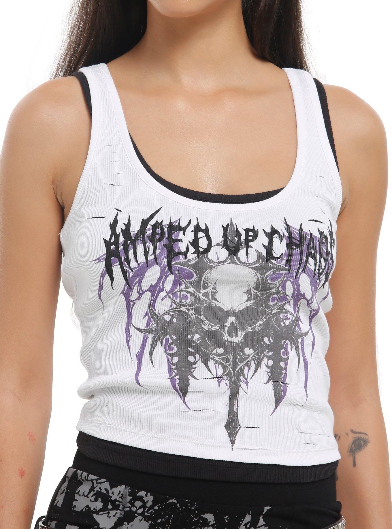 Social Collision Amped Up Chaos Skull Layered Girls Tank Top, , hi-res