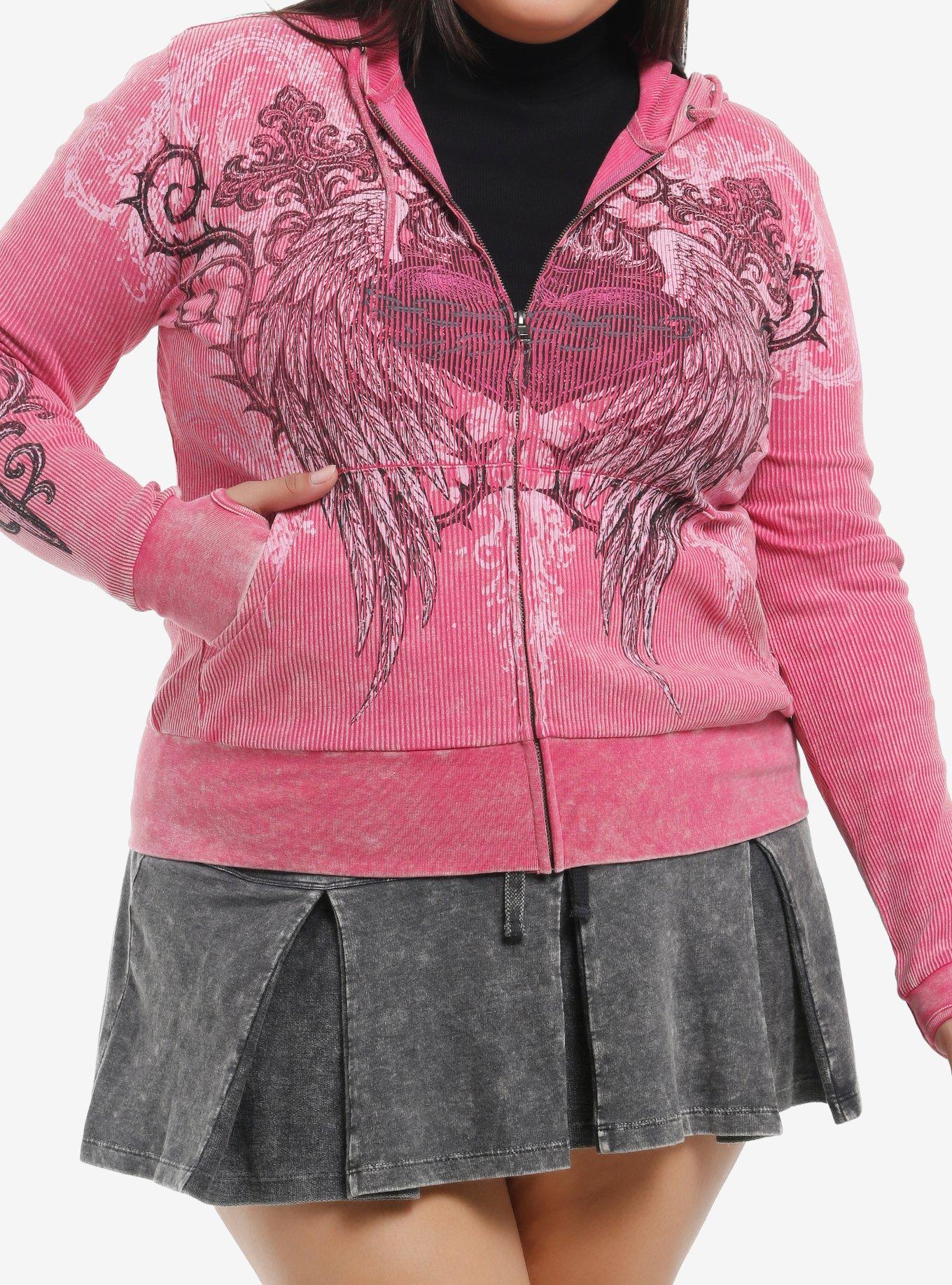 Social Collision Pink Winged Heart Girls Hoodie Plus Size | Hot Topic