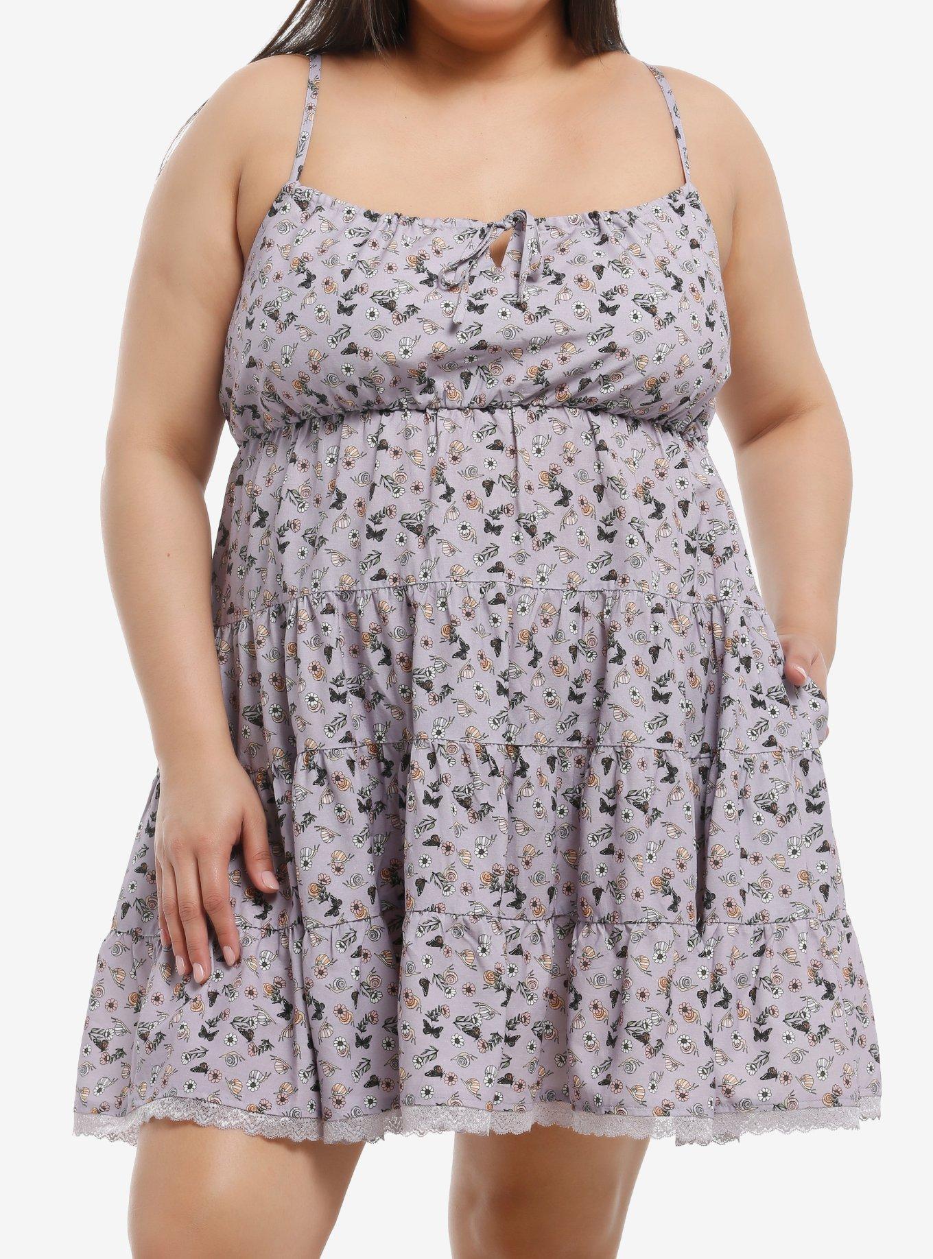 Thorn & Fable Spring Bugs Tiered Mini Dress Plus Size, , hi-res