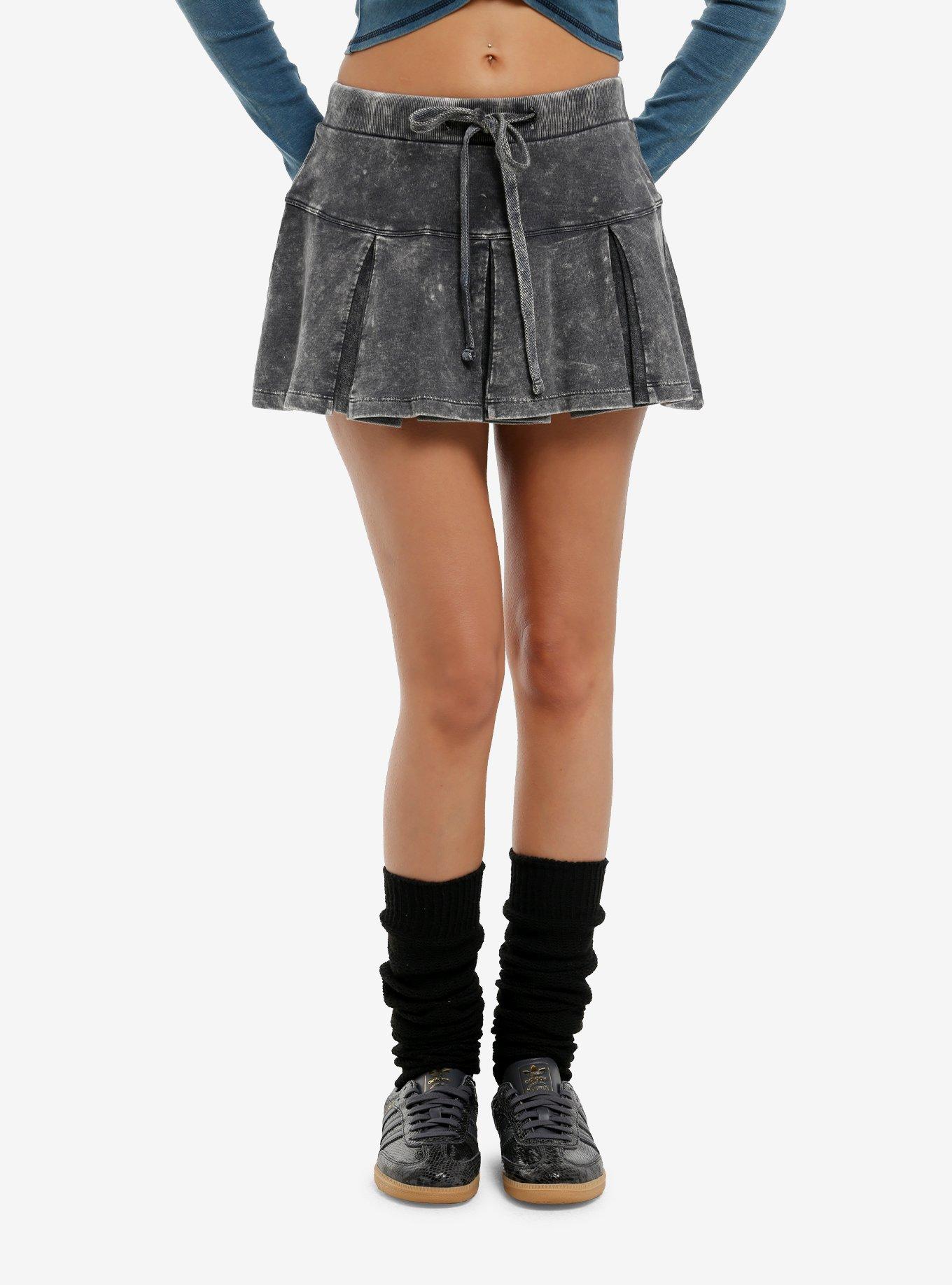 Grey Wash Knit Mini Skirt, , hi-res