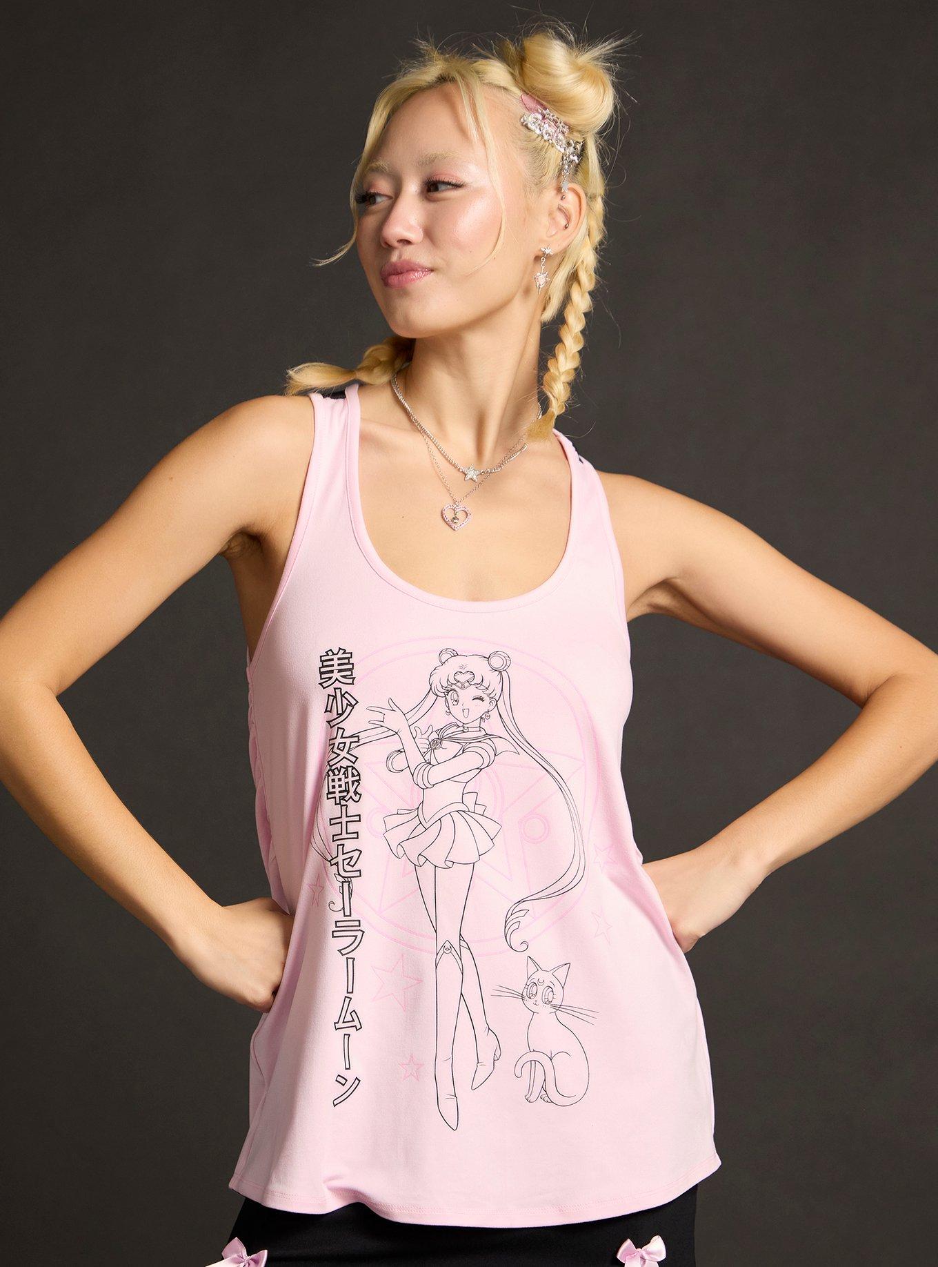 Pretty Guardian Sailor Moon Cutie Moon Rod Mesh Racerback Tank Top, , hi-res
