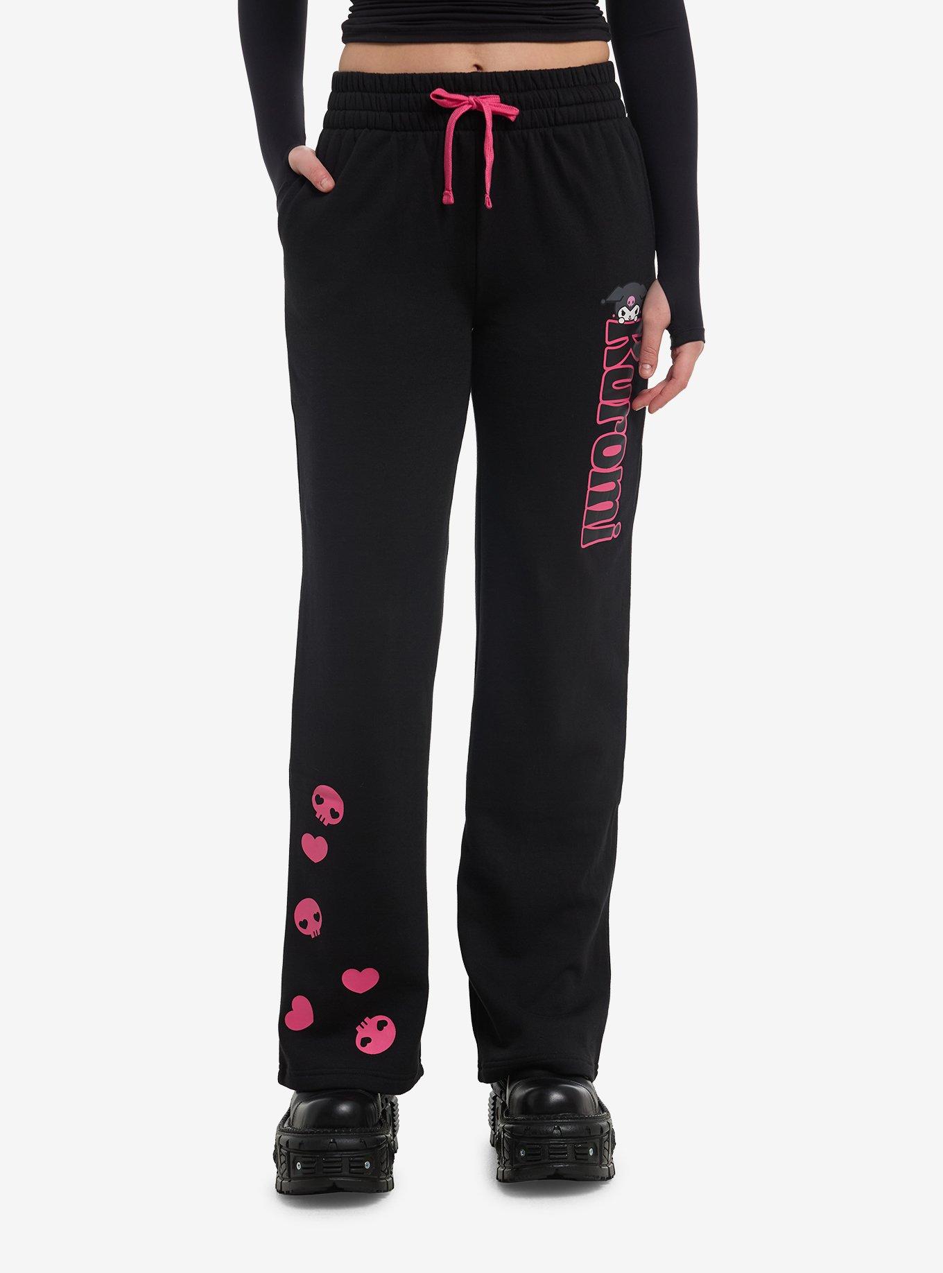 Kuromi Skulls Girls Wide Leg Pajama Pants, , hi-res