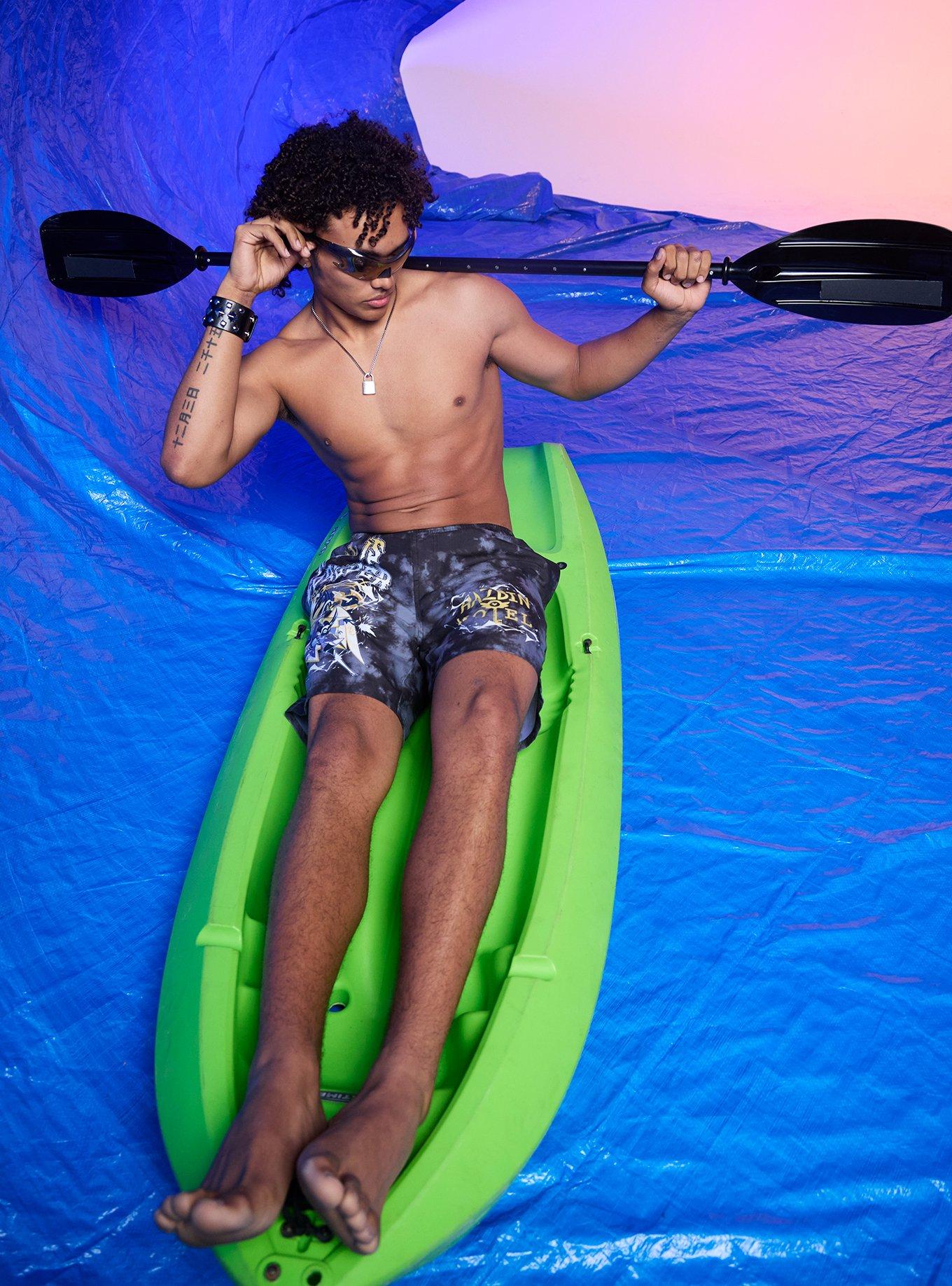 Hazbin Hotel Adam & Lute Tie-Dye Swim Trunks, , hi-res