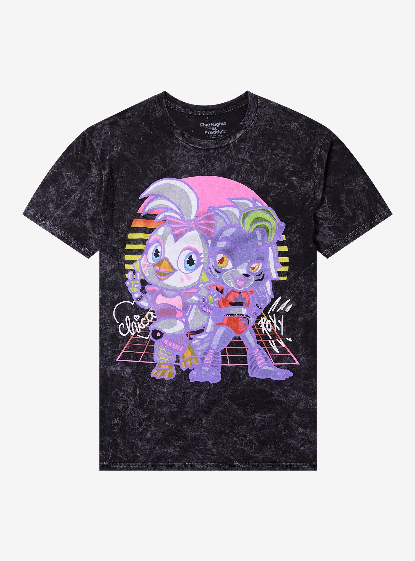 Five Nights At Freddy's Chibi Glamrock Chica & Roxy Dark Wash T-Shirt, , hi-res