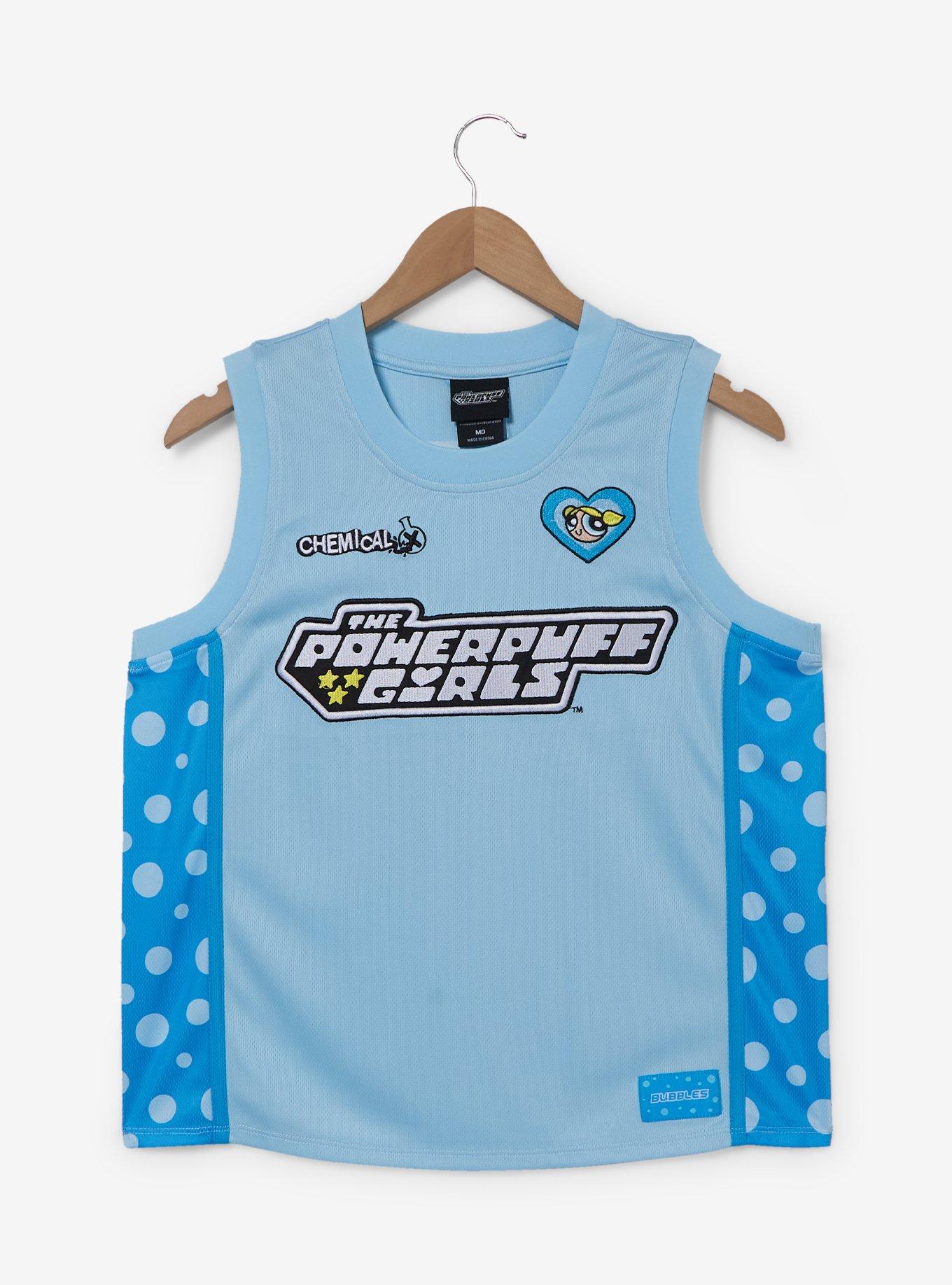 The Powerpuff Girls Bubbles Women's Cropped Basketball Jersey - BoxLunch Exclusive, , hi-res