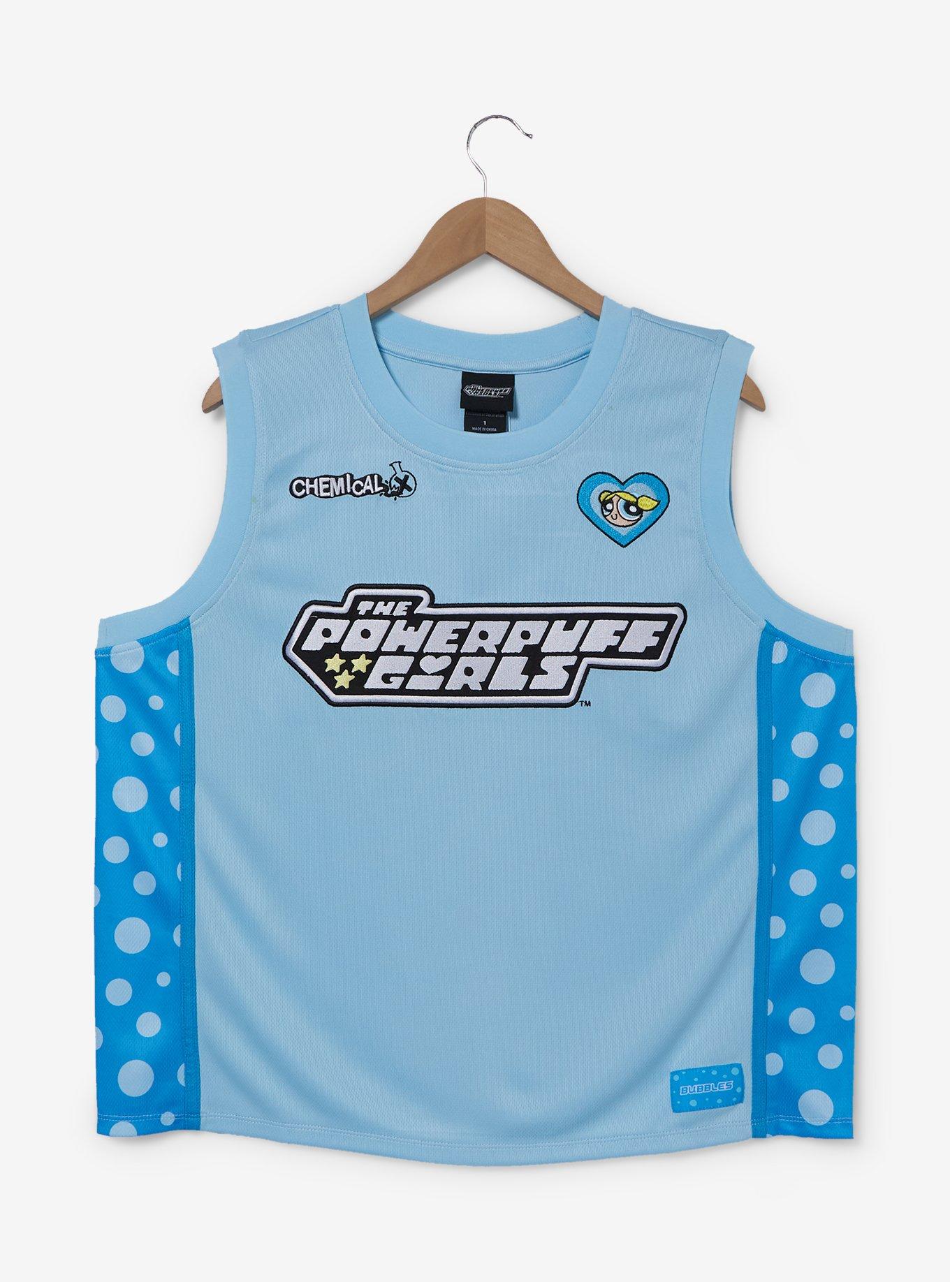 The Powerpuff Girls Bubbles Women's Plus Size Cropped Basketball Jersey - BoxLunch Exclusive, , hi-res