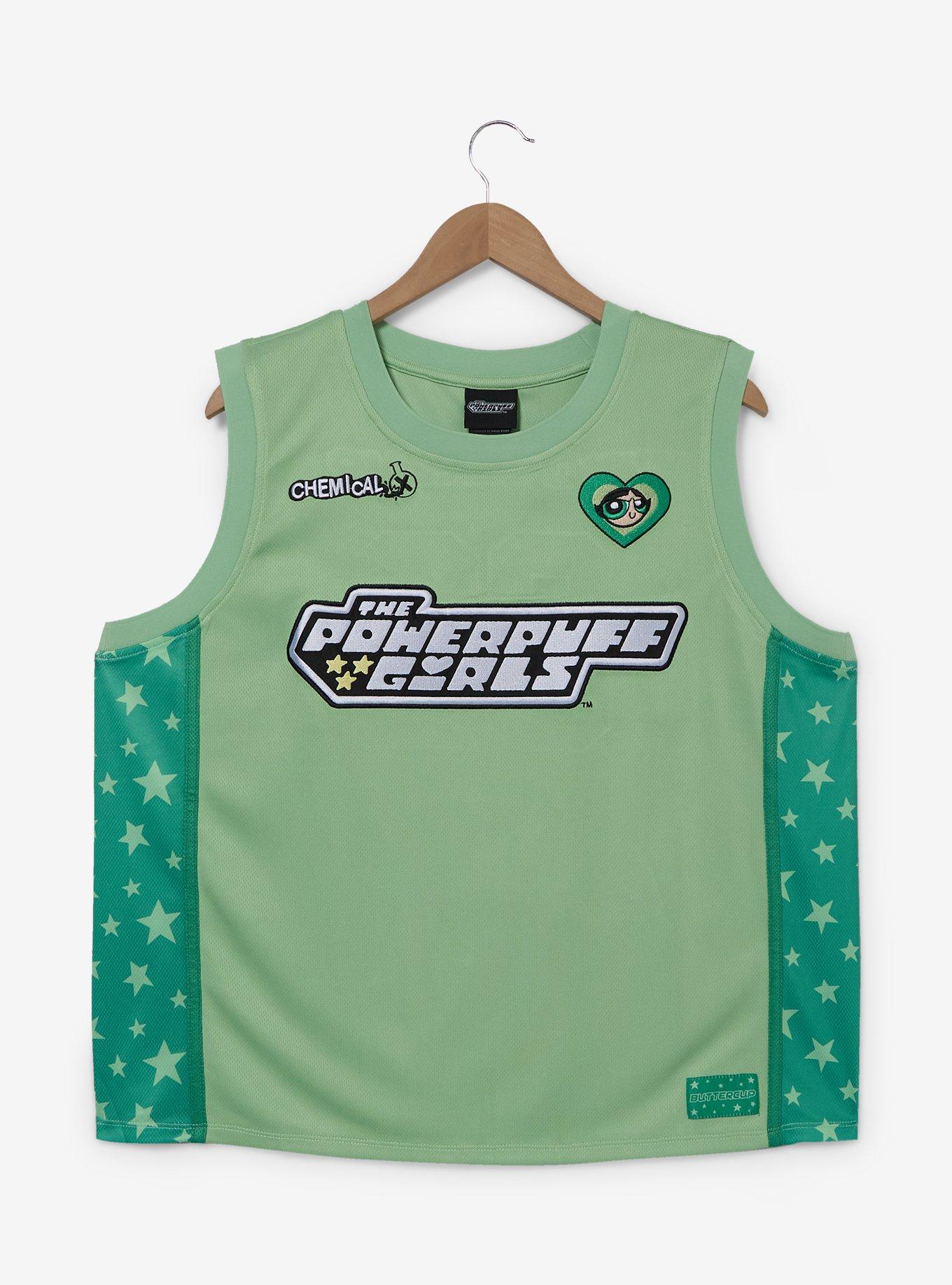 The Powerpuff Girls Buttercup Women's Plus Size Cropped Basketball Jersey - BoxLunch Exclusive, , hi-res