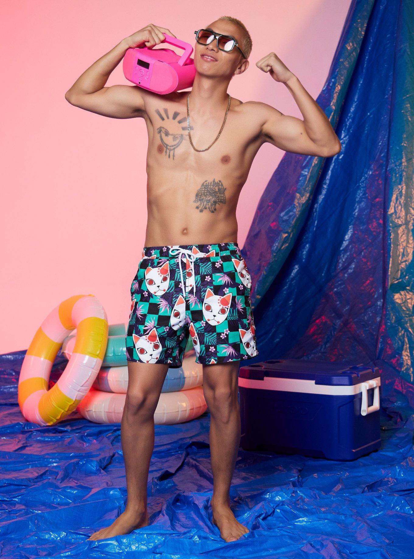 Demon Slayer: Kimetsu No Yaiba Tanjiro Mask Tropical Swim Trunks