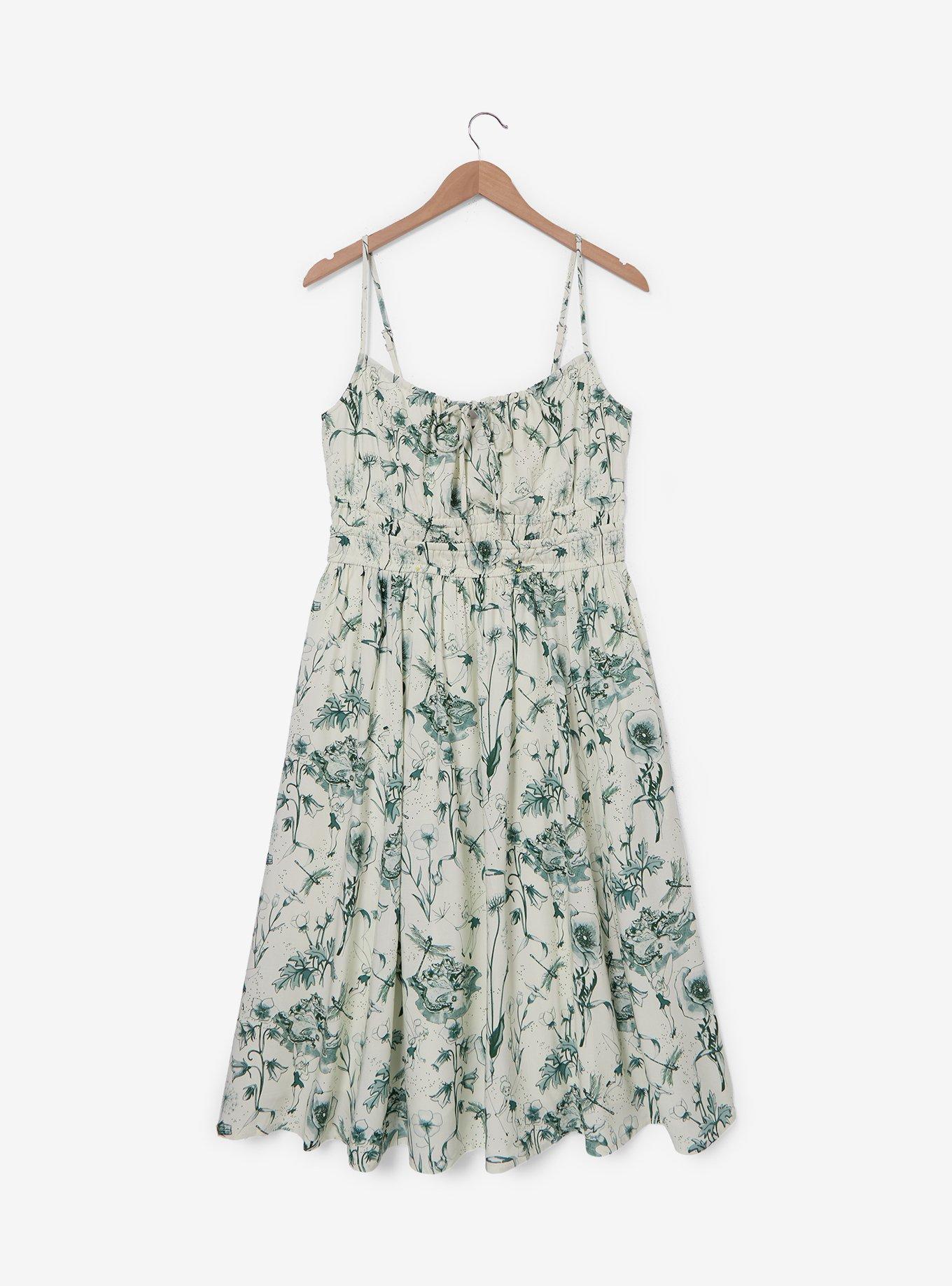 Disney Peter Pan Tinker Bell Floral Allover Print Plus Size Tank Dress - BoxLunch Exclusive, , hi-res