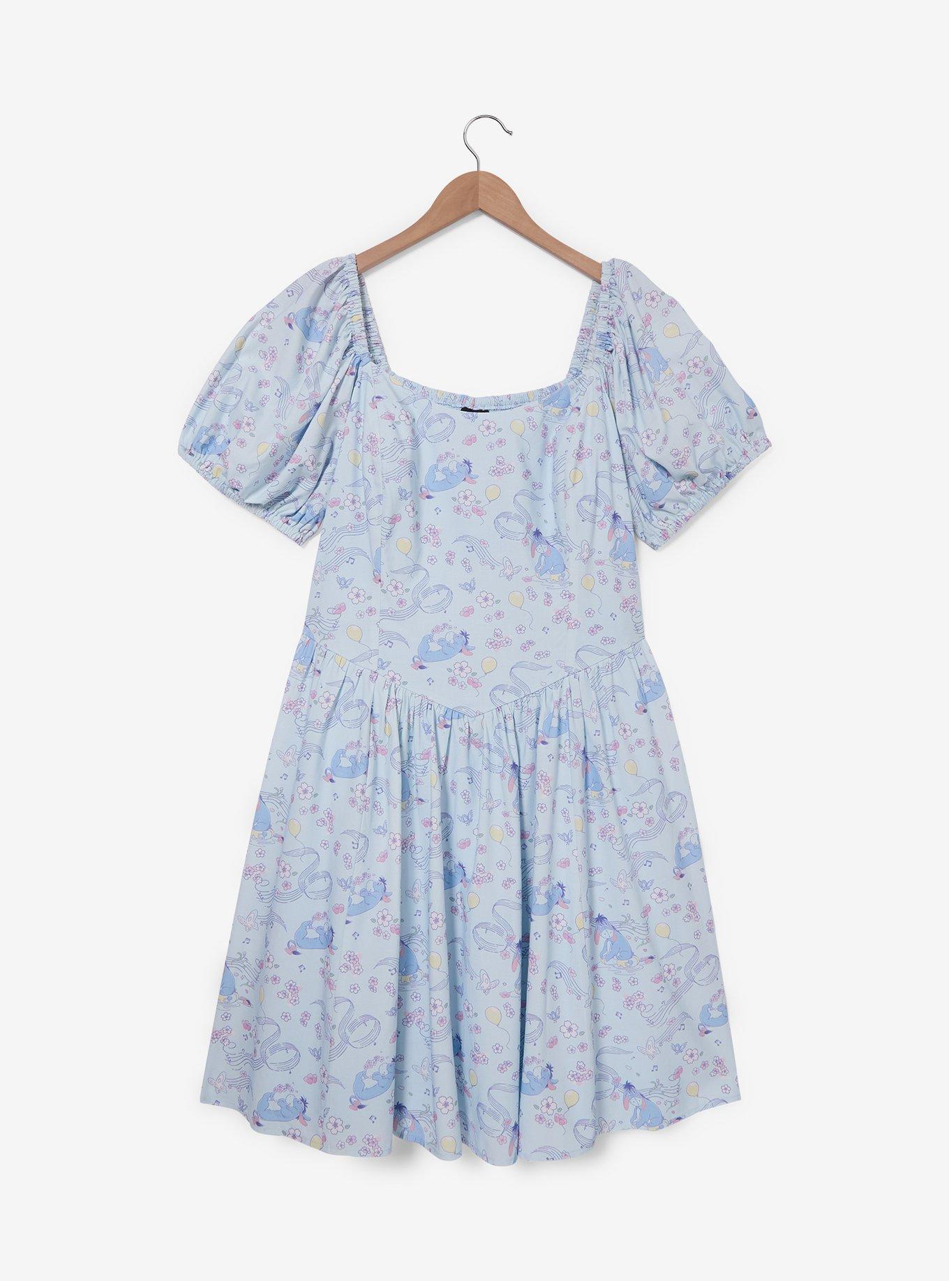 Disney Winnie the Pooh Eeyore Floral Allover Print Plus Size Dress &mdash; BoxLunch Exclusive, , hi-res