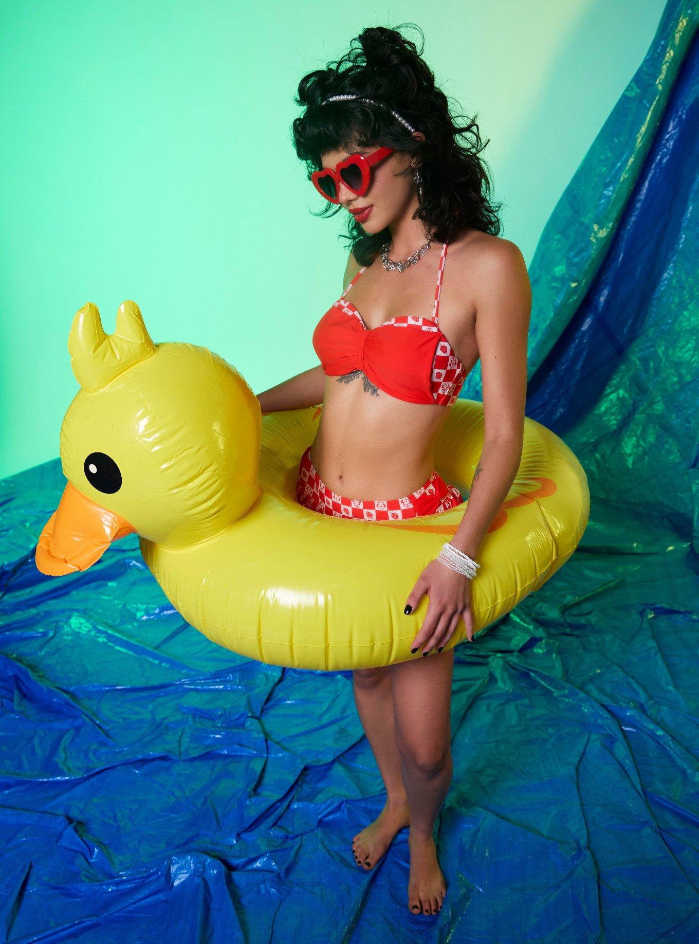 Disney Minnie Mouse Strawberry Checkered Halter Swim Top
