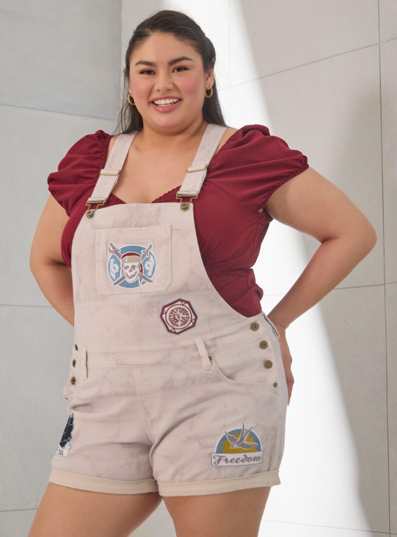 Disney Pirates of the Caribbean Icons Women's Plus Size Short Overalls &mdash; BoxLunch Exclusive, , hi-res
