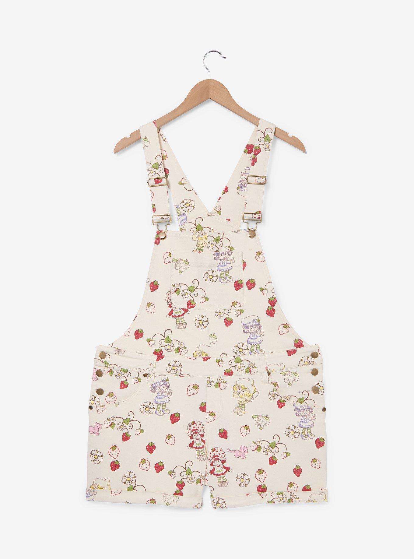 Strawberry Shortcake Women's Plus Size Short Overalls &mdash; BoxLunch Exclusive, , hi-res