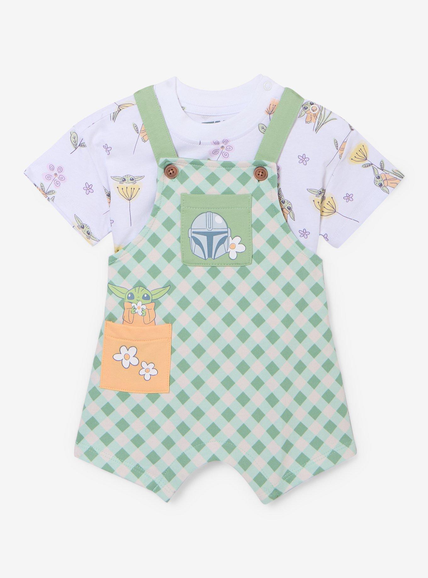 Star Wars The Mandalorian Grogu Spring Infant T-Shirt & Overall Set &mdash; BoxLunch Exclusive, , hi-res