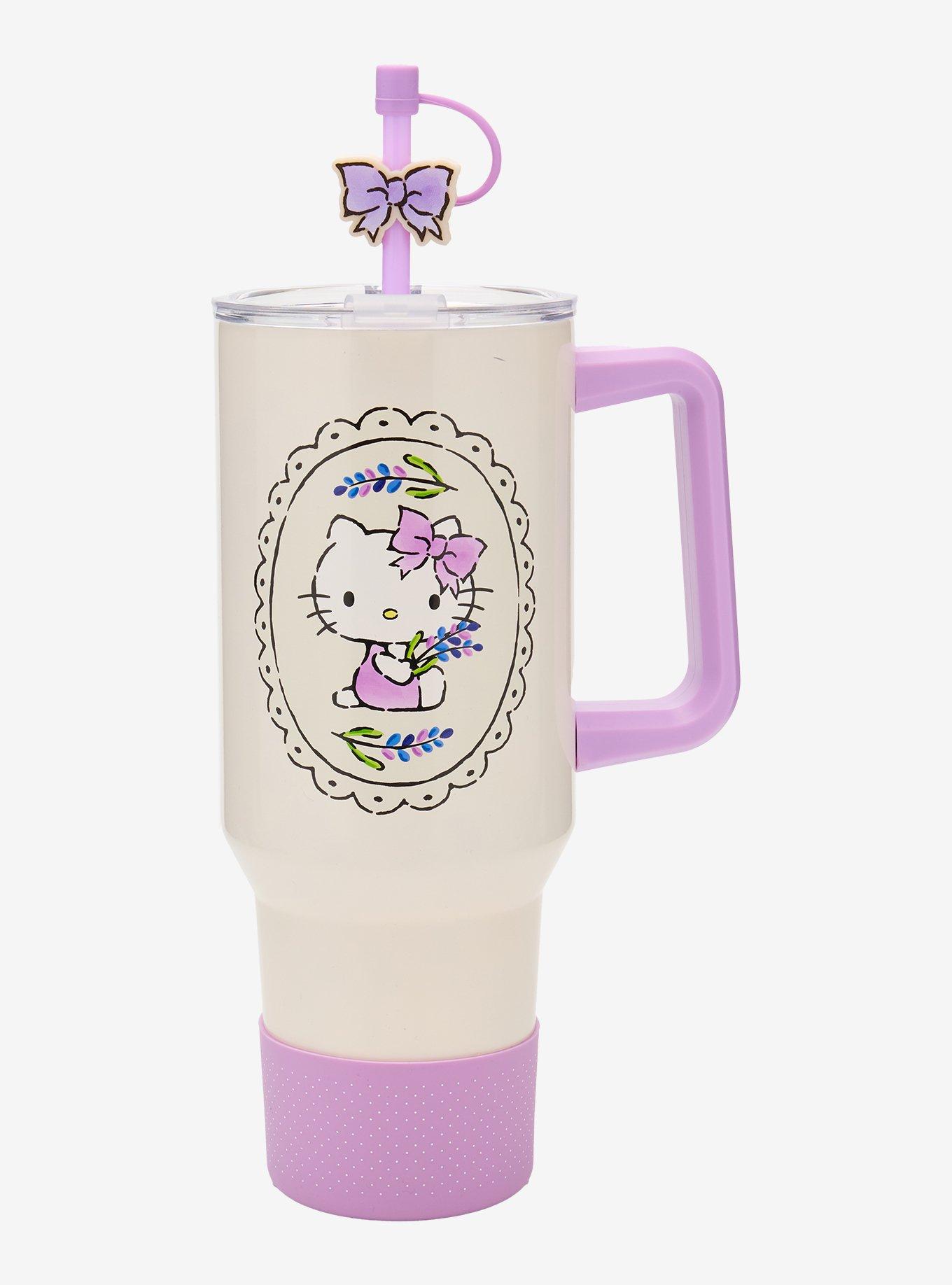 Sanrio Hello Kitty Lavender Bow Straw Tumbler with Handle - BoxLunch Exclusive, , hi-res