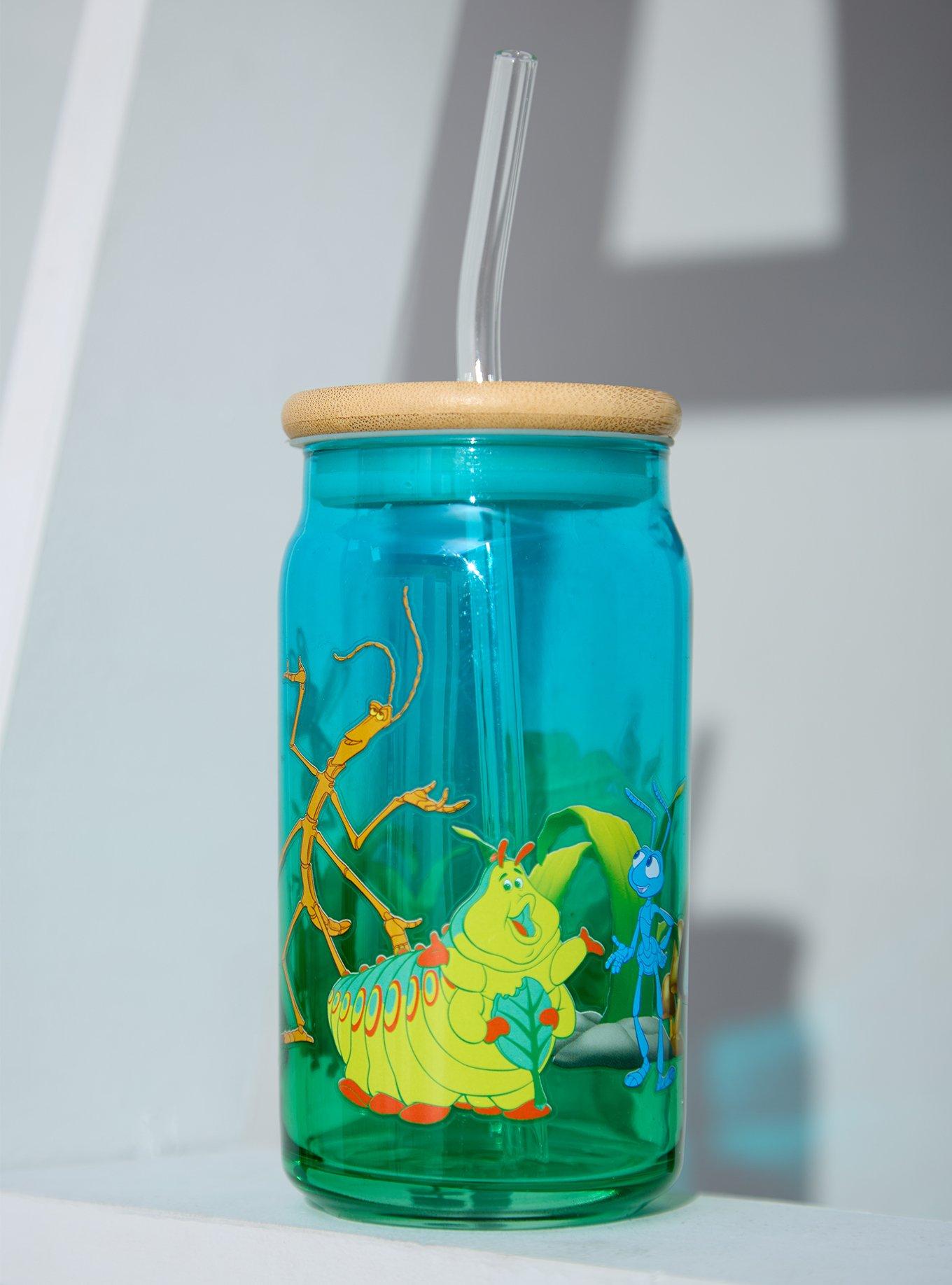 Disney Pixar A Bug's Life Characters Glass Cup with Straw - BoxLunch Exclusive, , hi-res