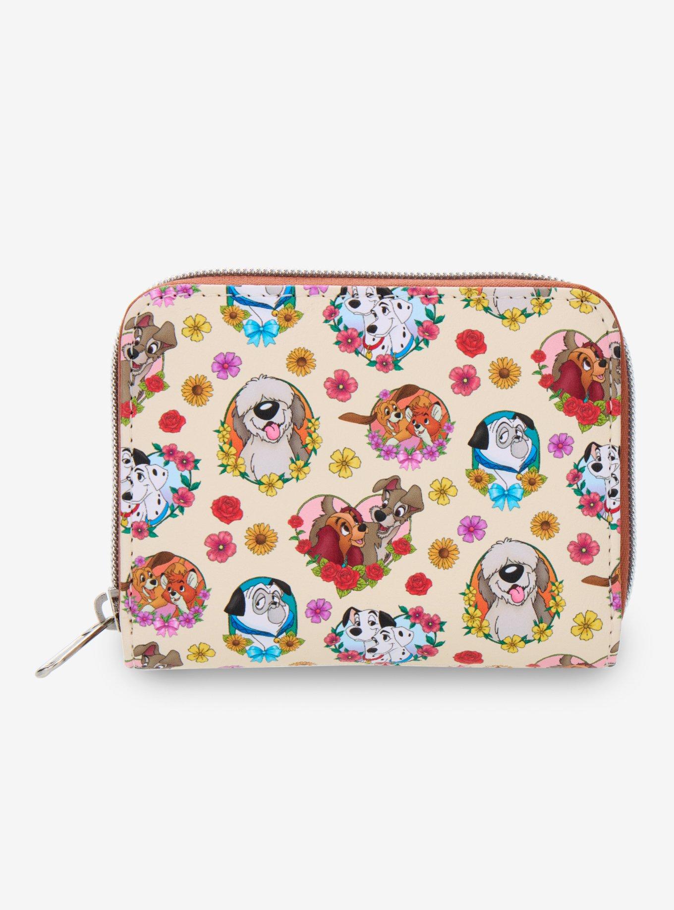 Loungefly Disney Dogs Flower Hearts Mini Zipper Wallet, , hi-res