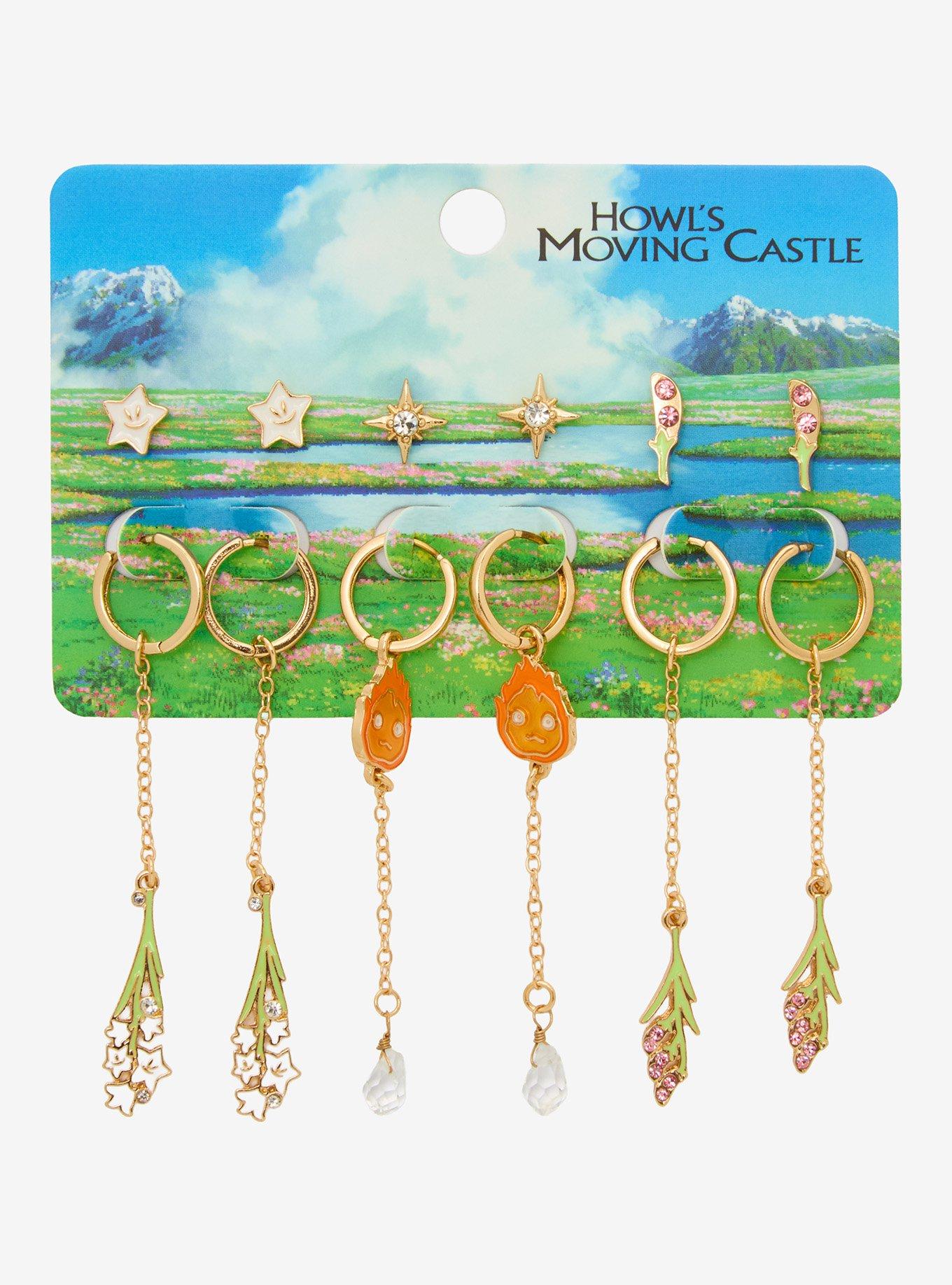 Studio Ghibli® Howl's Moving Castle Floral Calcifer Earring Set - BoxLunch Exclusive, , hi-res