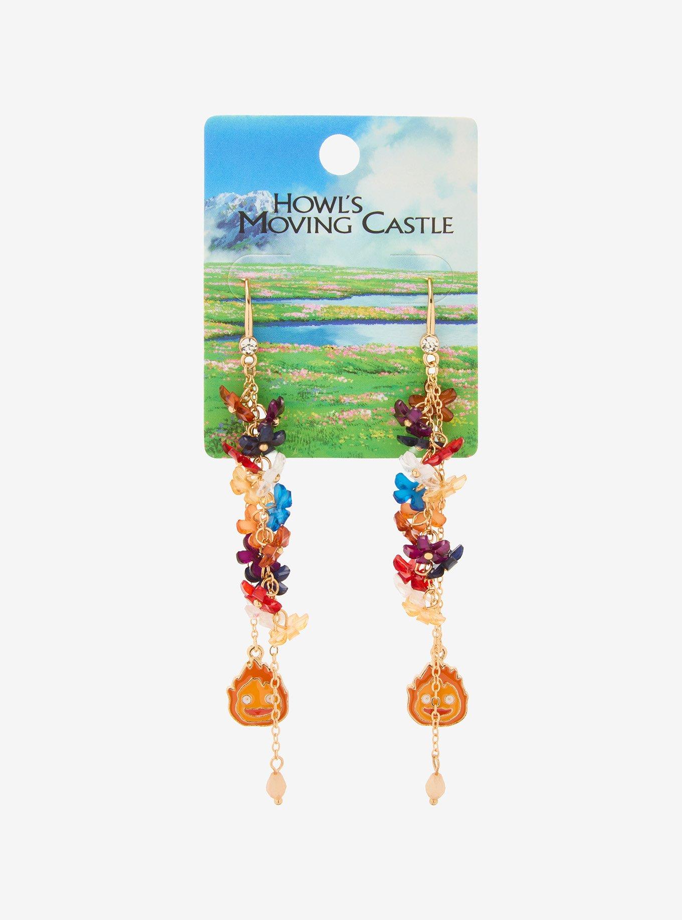 Studio Ghibli® Howl's Moving Castle Floral Calcifer Beaded Hook Earrings - BoxLunch Exclusive, , hi-res