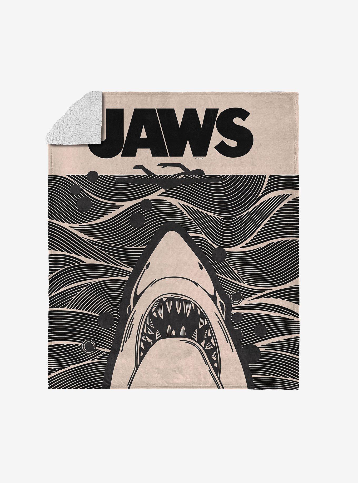 Jaws Duotone Poster Silk Touch Sherpa Throw Blanket, , hi-res