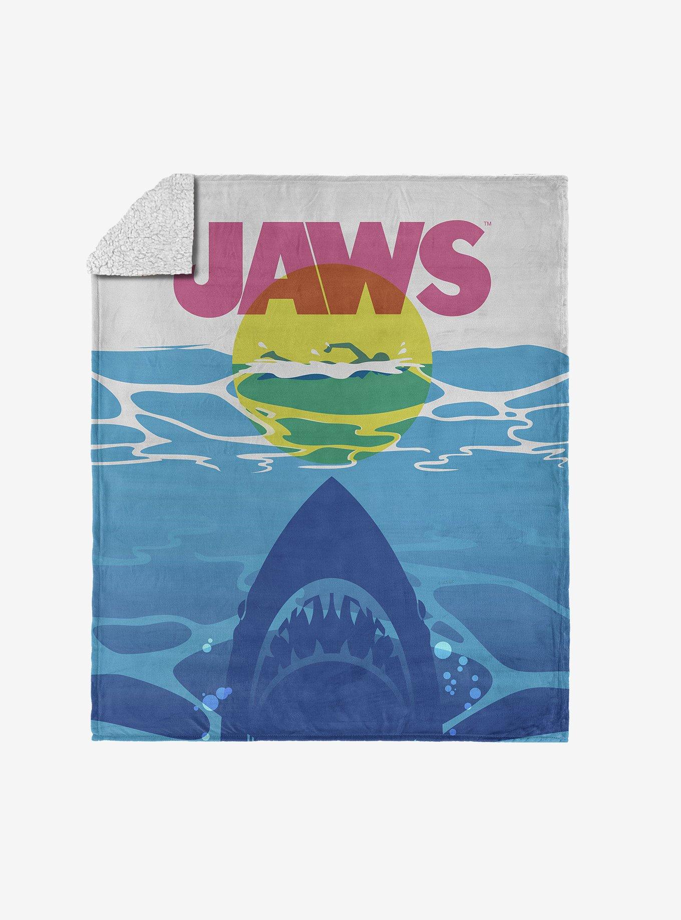 Jaws CMYK Poster Silk Touch Sherpa Throw Blanket, , hi-res