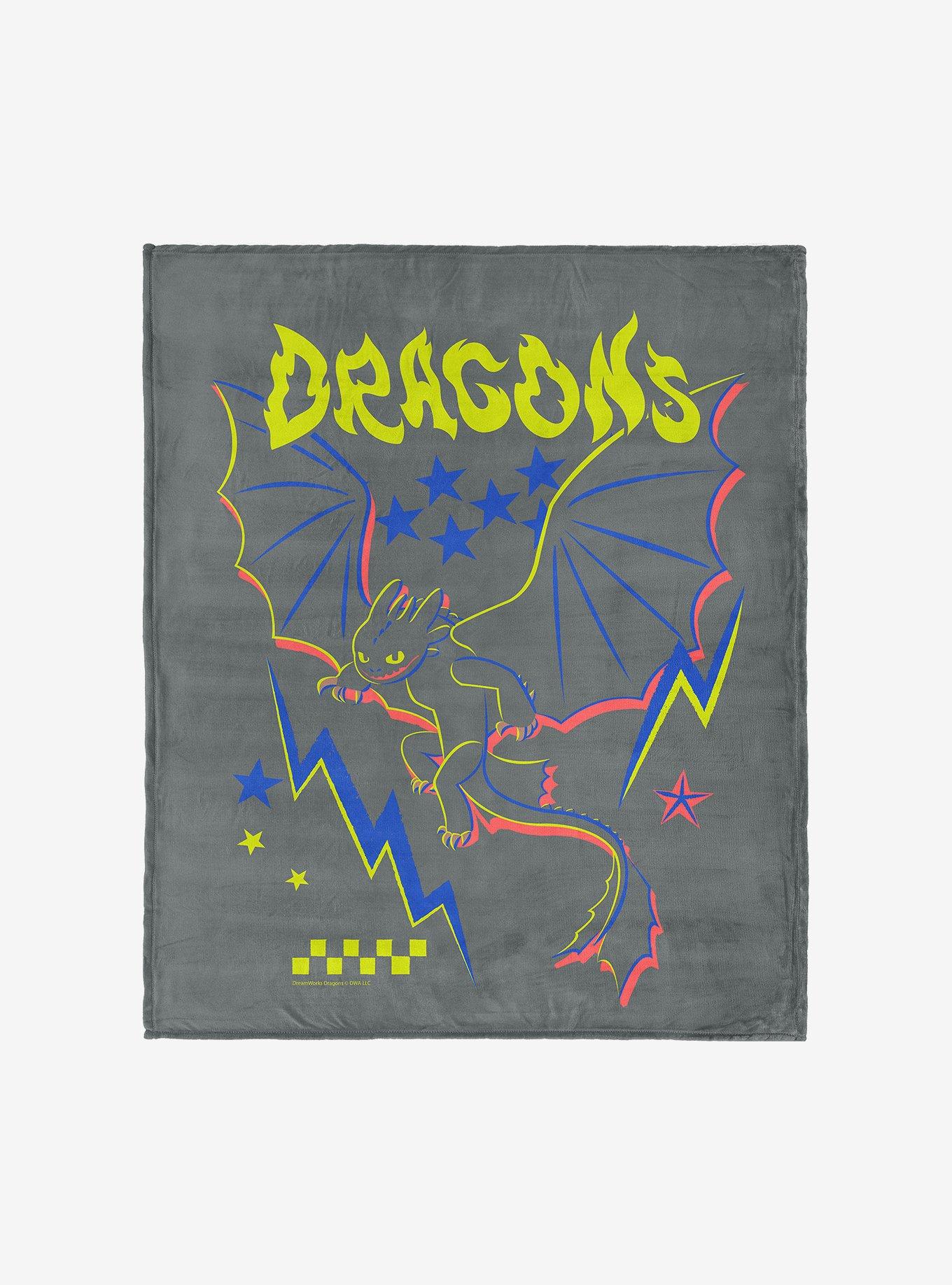 How to Train Your Dragon Neon Dragon 60x80" Silk Touch Throw Blanket, , hi-res