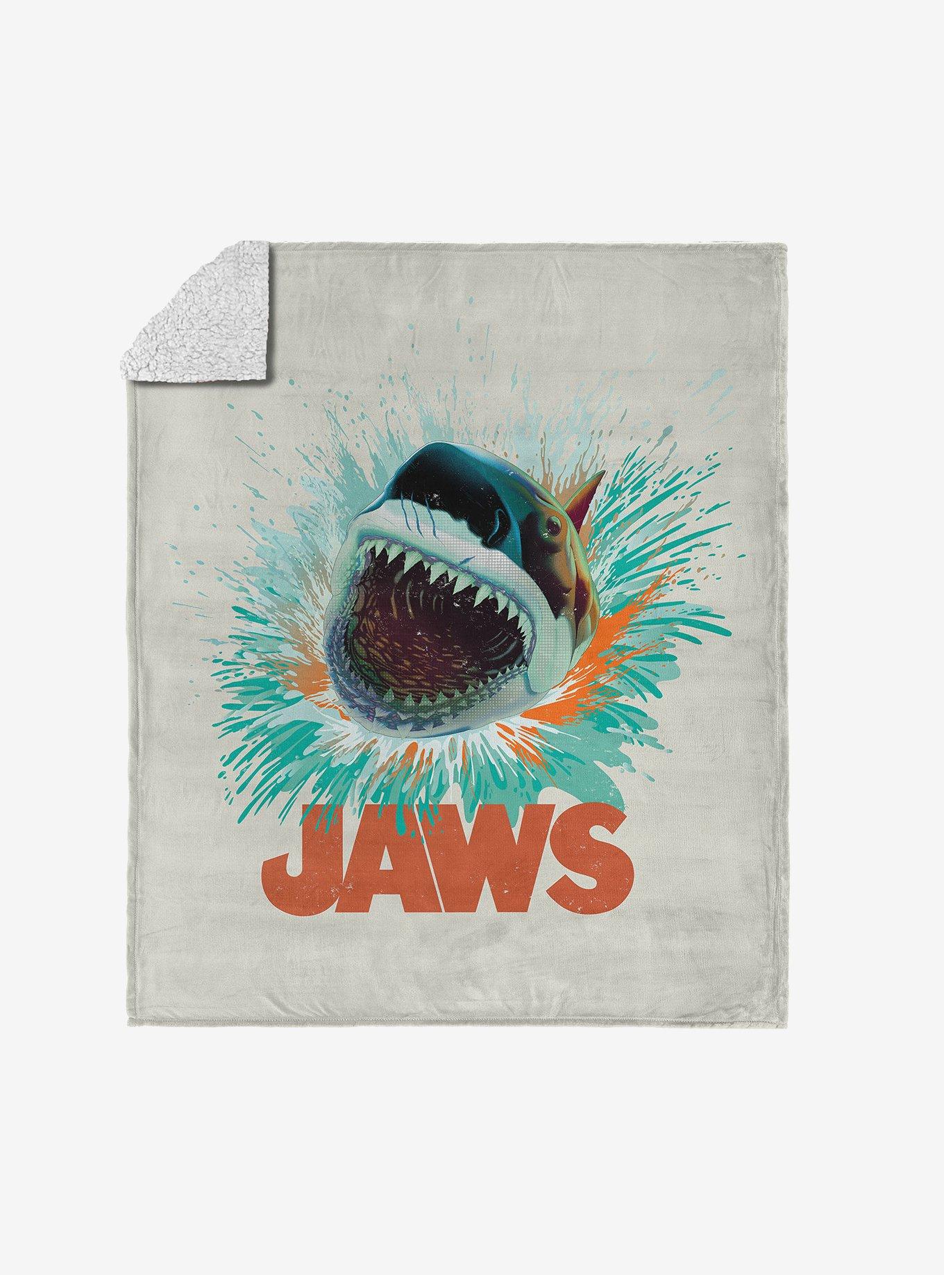 Jaws Shark Splash Silk Touch Sherpa Throw Blanket, , hi-res