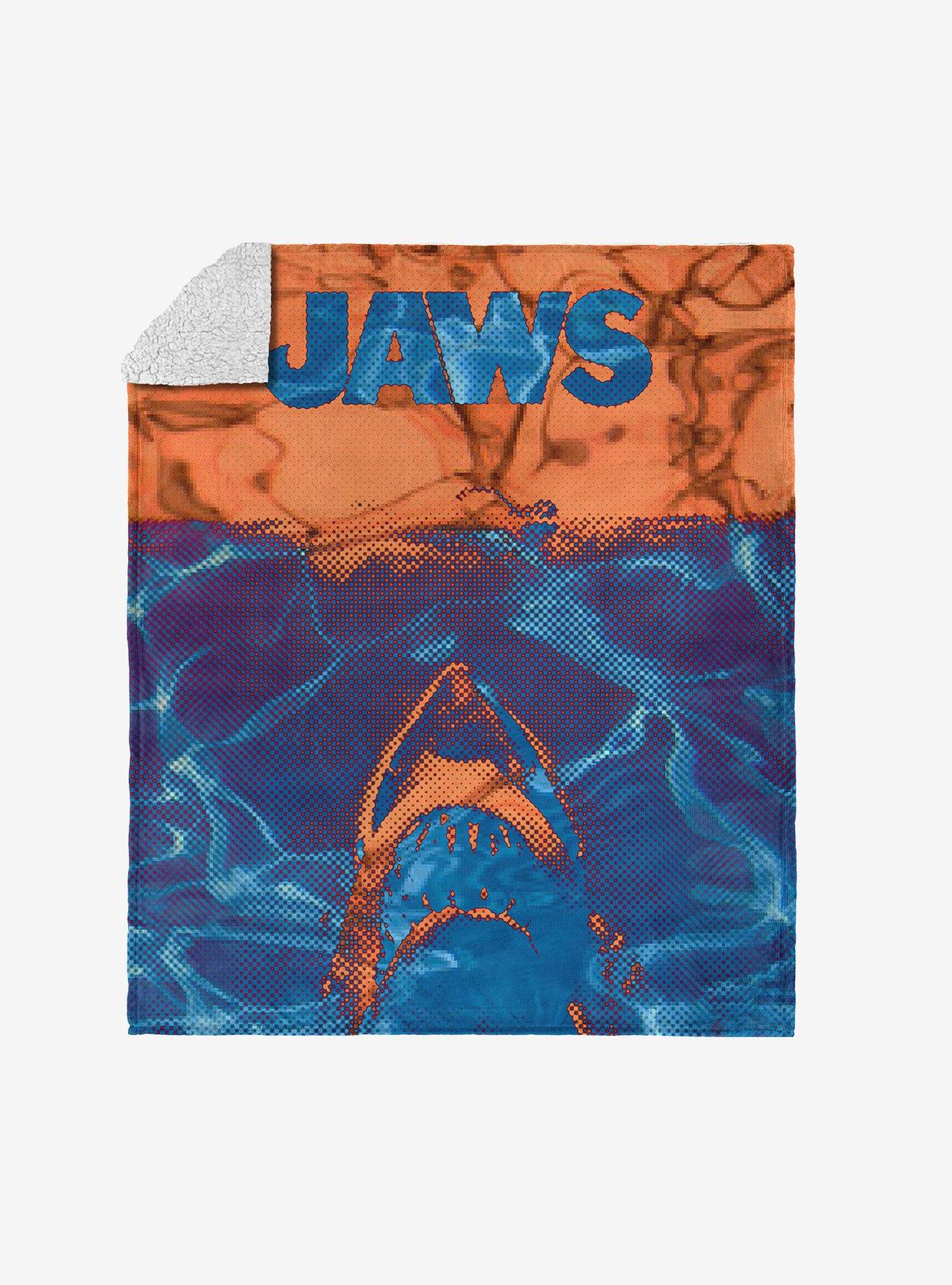 Jaws Neon Poster Silk Touch Sherpa Throw Blanket, , hi-res