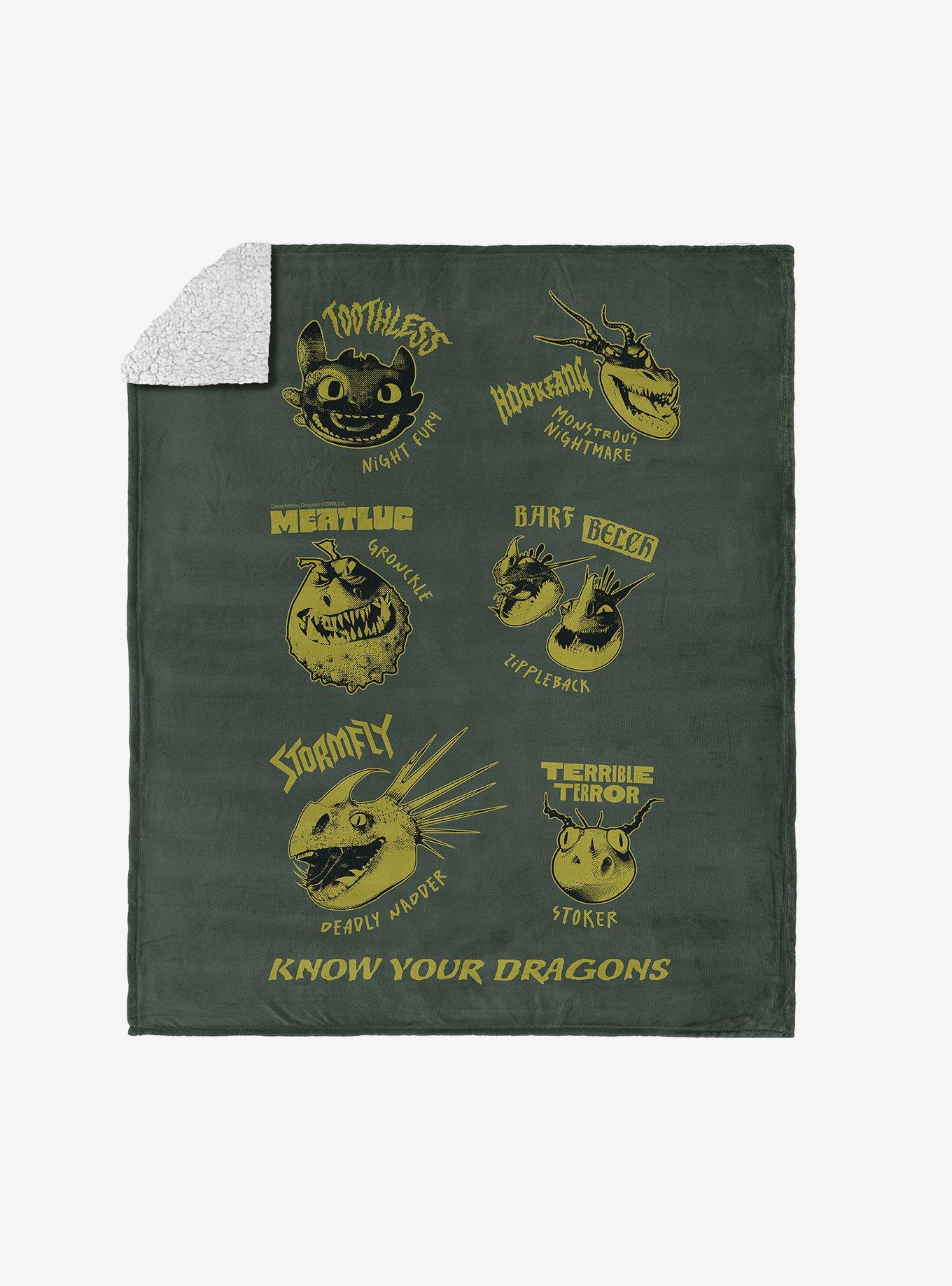 How to Train Your Dragon Know Your Dragons Silk Touch Sherpa Throw Blanket, , hi-res