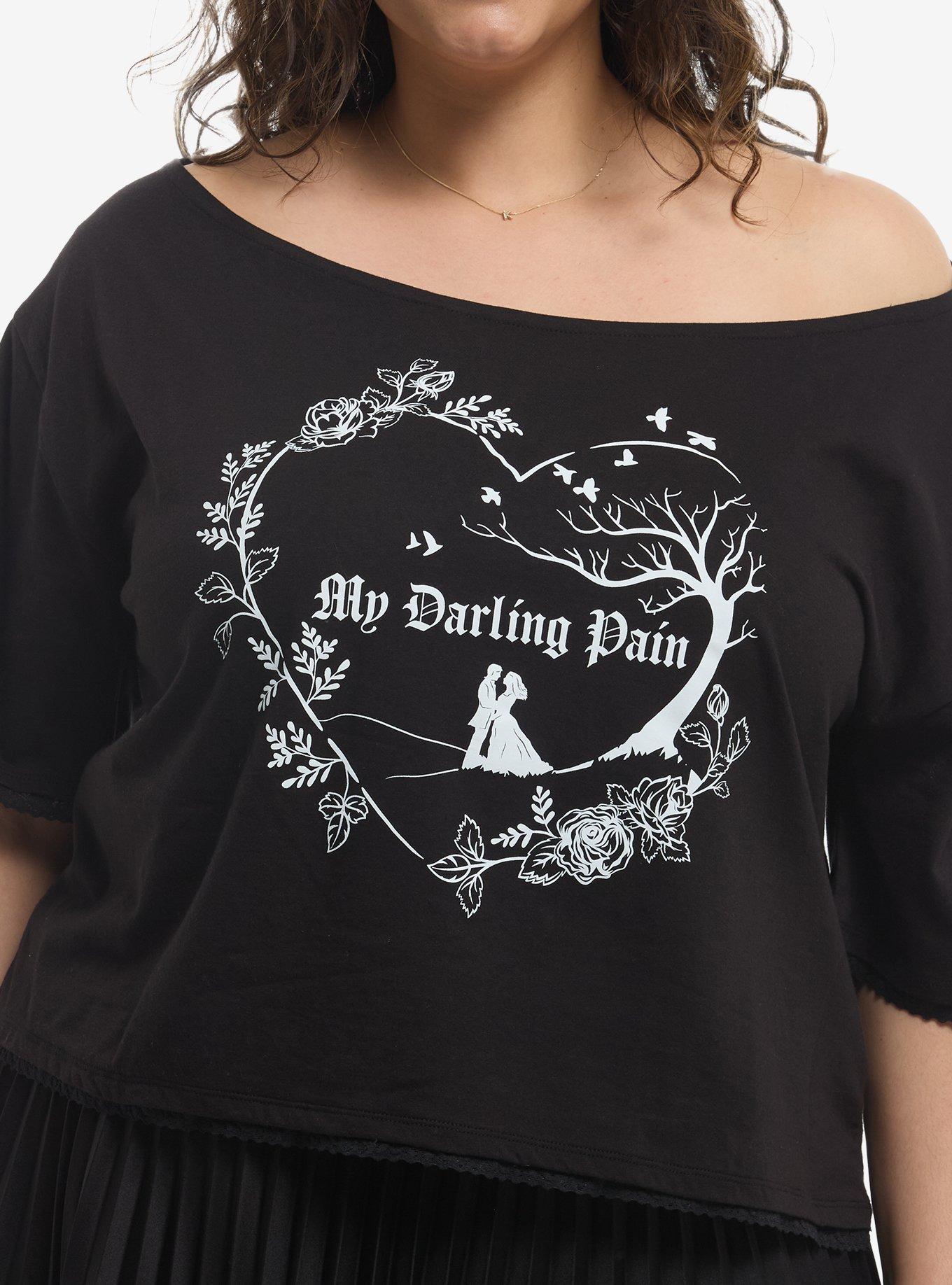 "Wuthering Heights" Silhouettes Off-Shoulder T-Shirt Plus Size, , hi-res