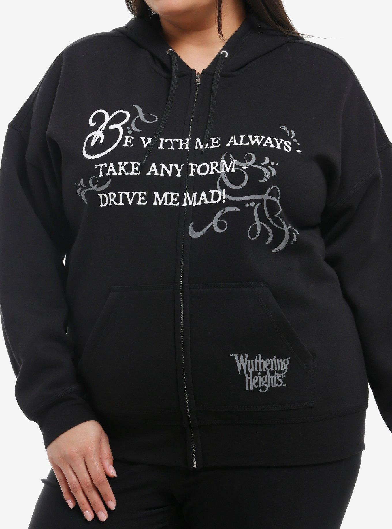 "Wuthering Heights" Quote Oversized Hoodie Plus Size, , hi-res