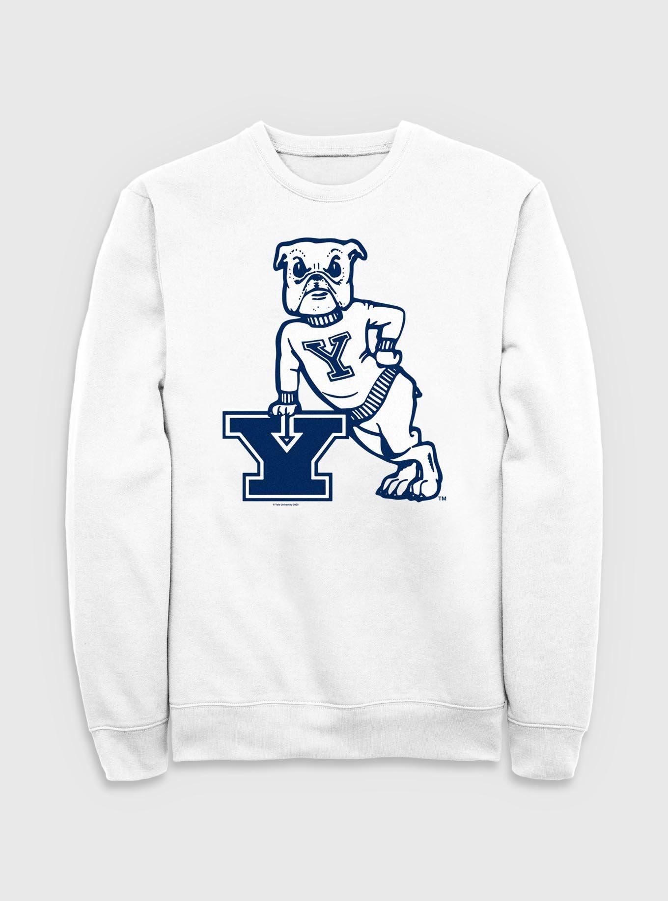 Yale University Bulldogs Y Logo Crew Sweatshirt, WHITE, hi-res
