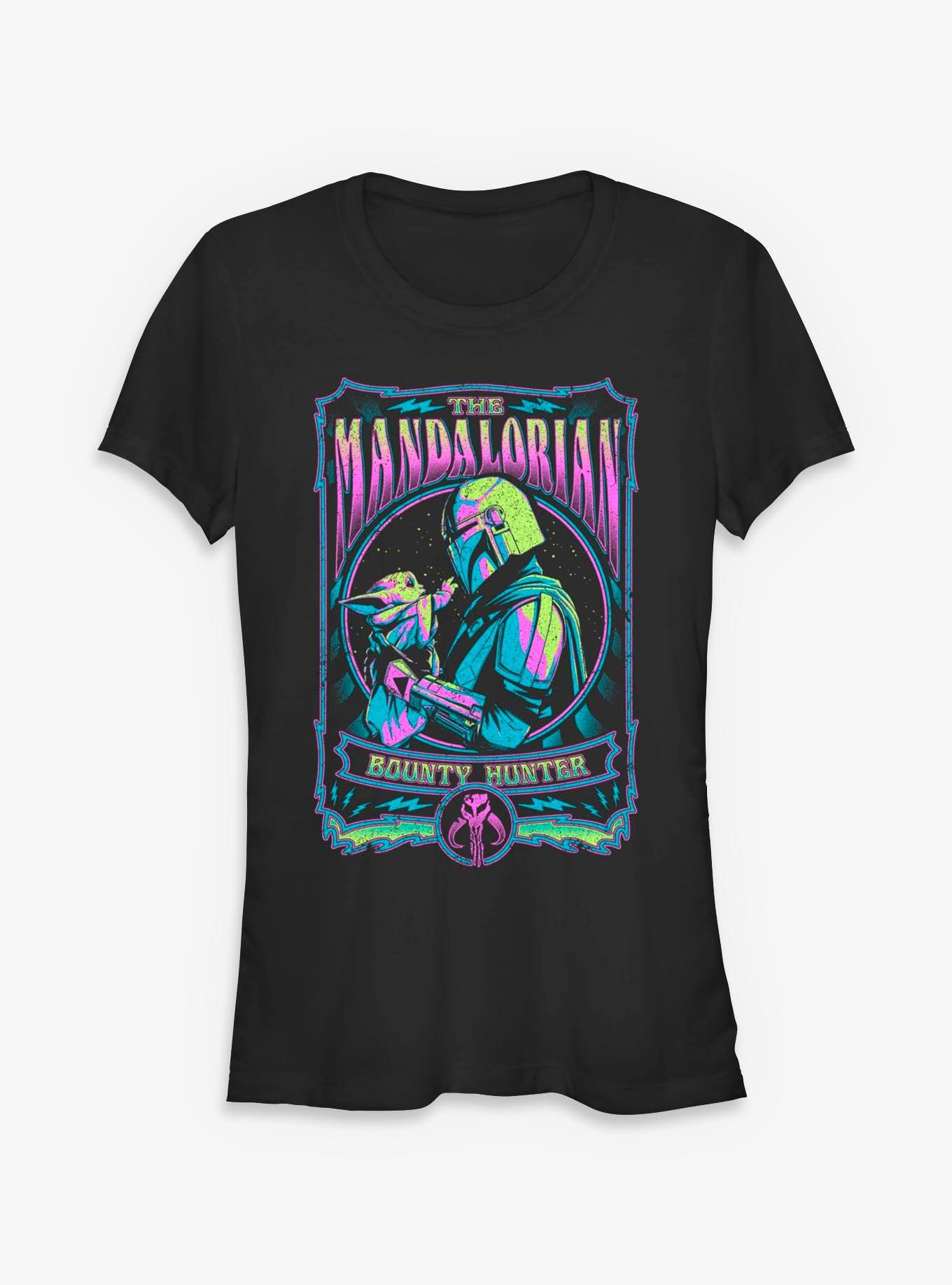 Star Wars The Mandalorian Neon Bounty Hunter Tarot Girls T-Shirt