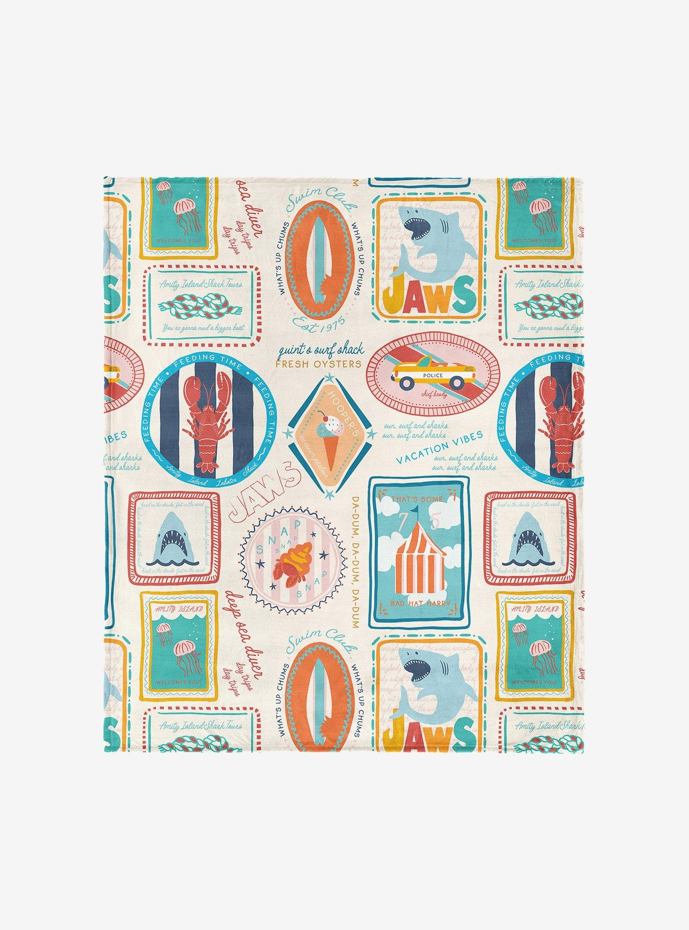 Jaws Post Stamps 60x80" Silk Touch Throw Blanket, , hi-res