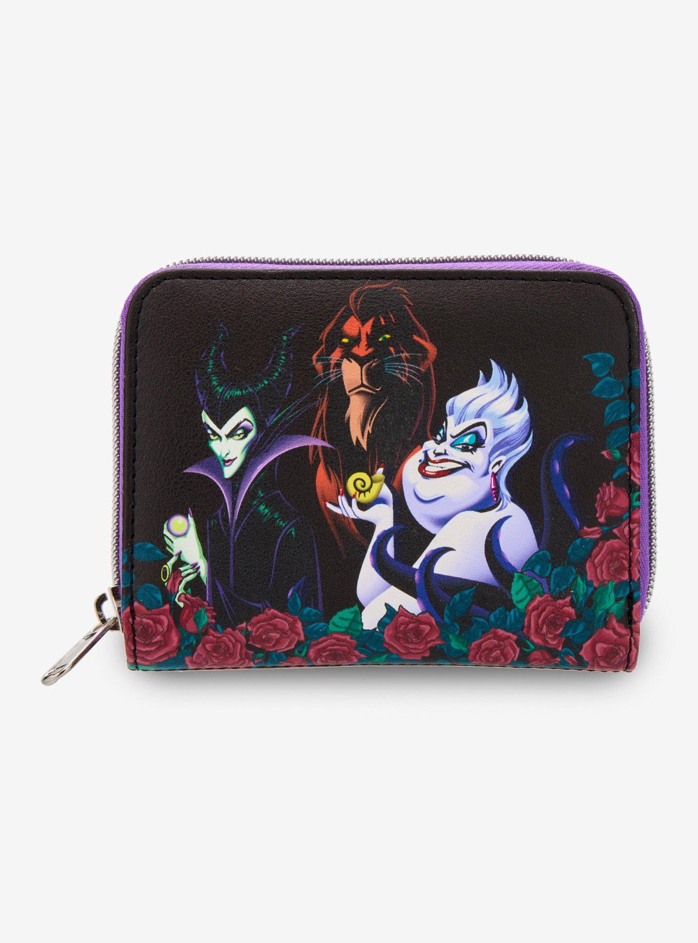 Loungefly Disney Villains Trio Roses Mini Zipper Wallet, , hi-res