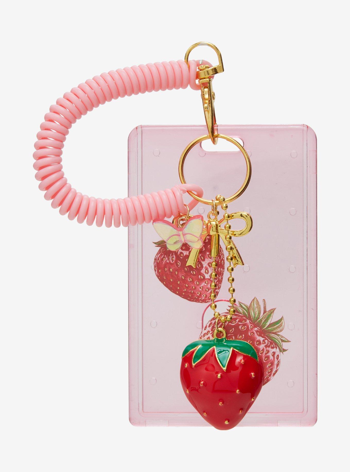Strawberry Acrylic ID Sleeve Wristlet, , hi-res
