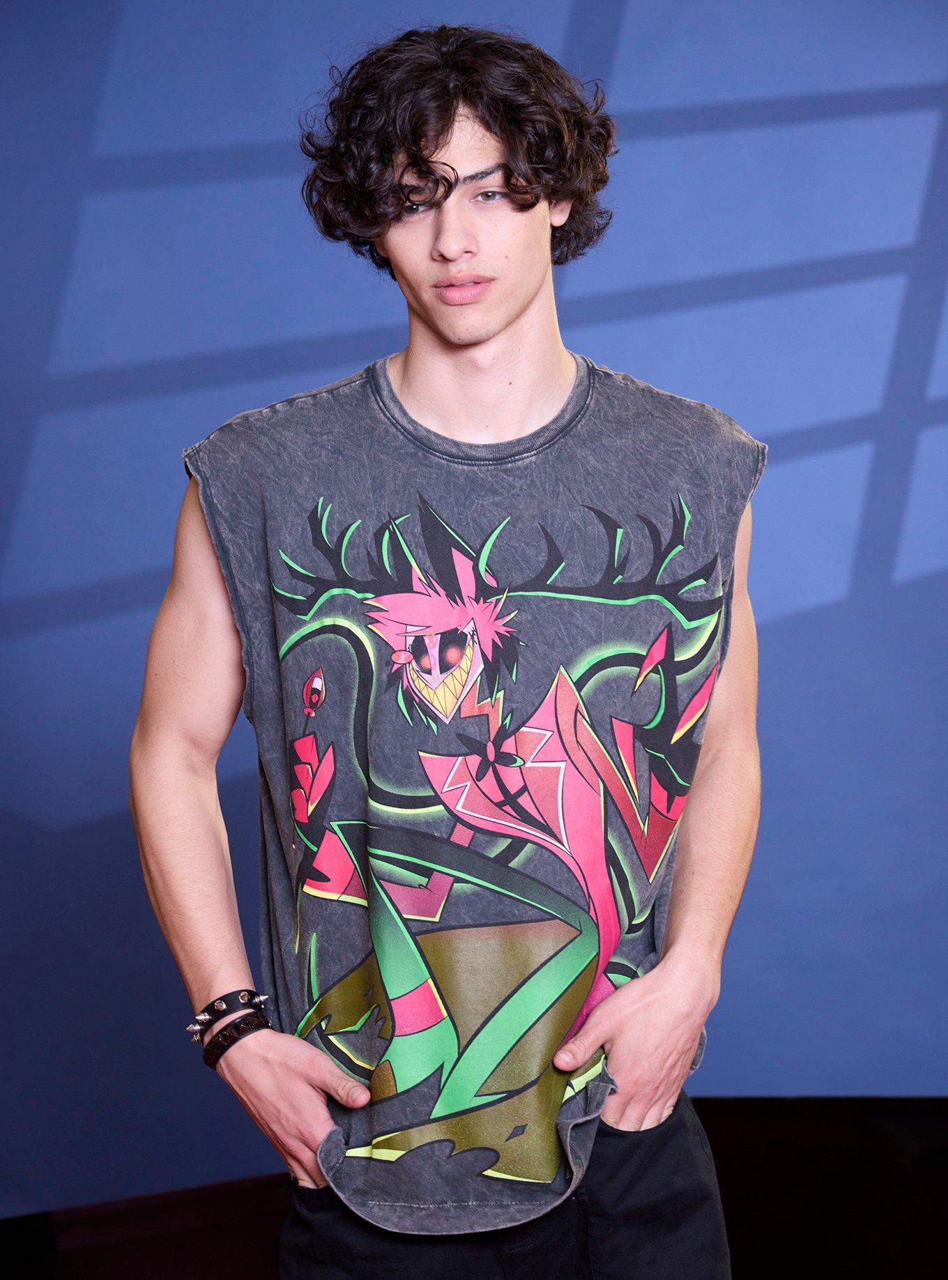 Hazbin Hotel Alastor Distressed Dark Wash Muscle Tank Top, , hi-res
