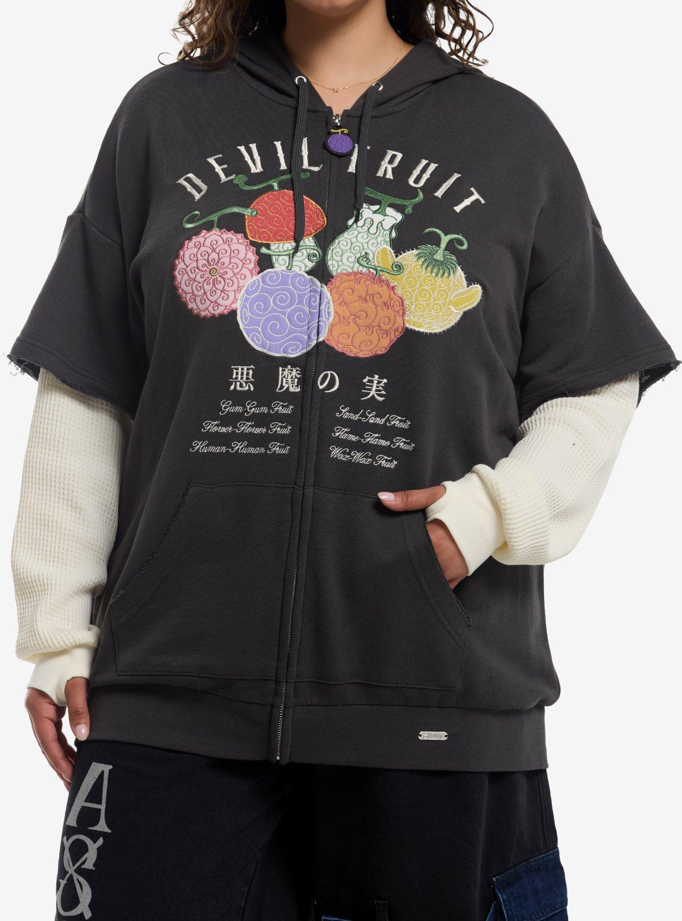 One Piece Devil Fruit Thermal Girls Twofer Hoodie Plus Size