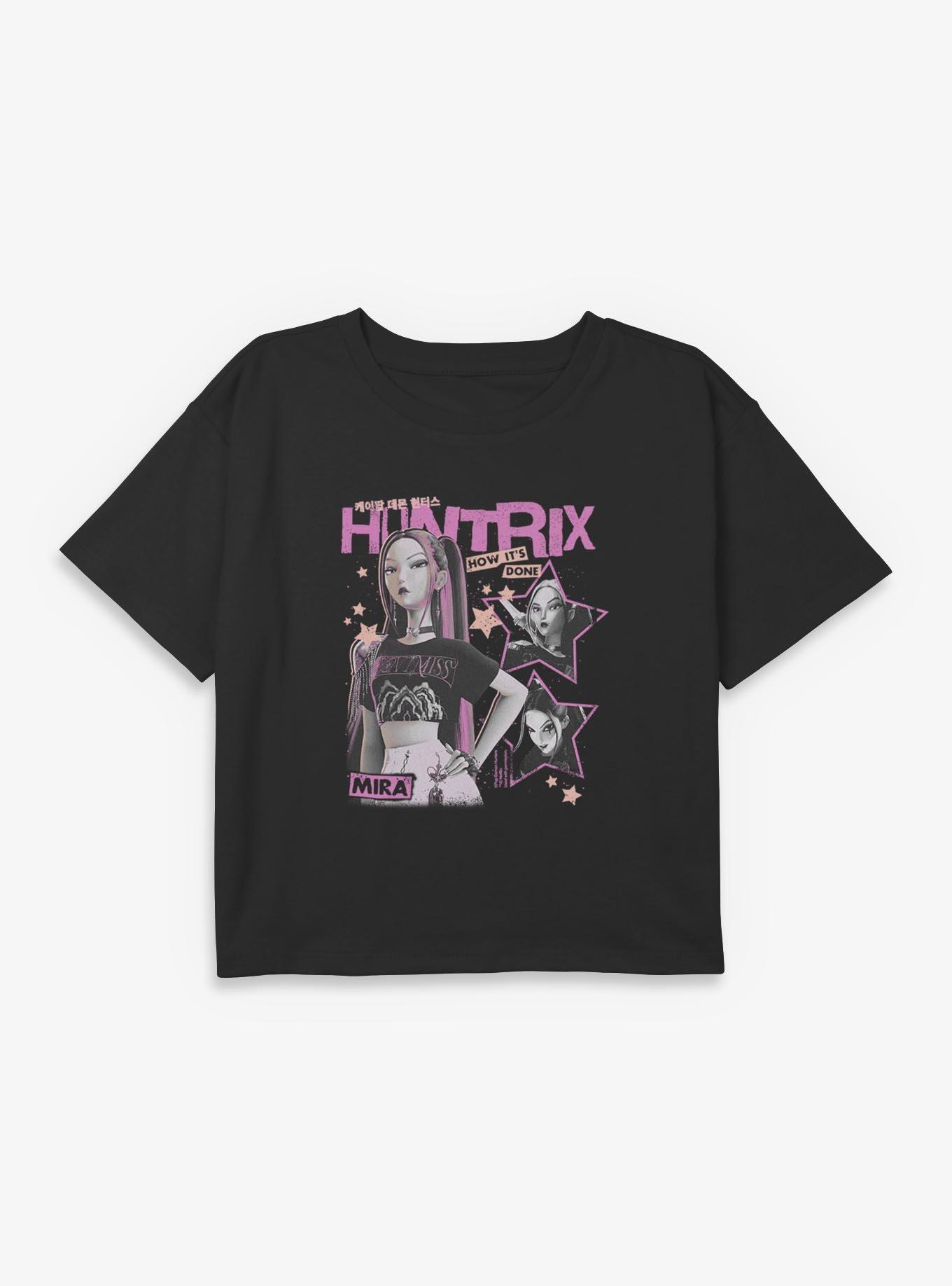 KPop Demon Hunters Huntrix Mira Stars Collage Youth Girls Boxy Crop T-Shirt, , hi-res