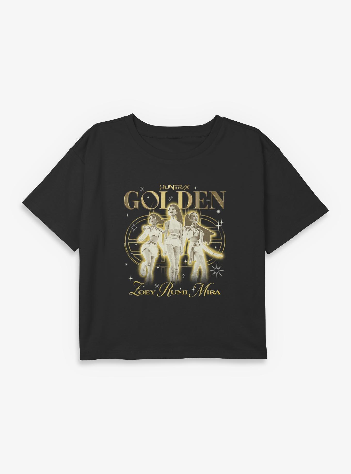 KPop Demon Hunters Huntrix Golden Trio Youth Girls Boxy Crop T-Shirt, , hi-res