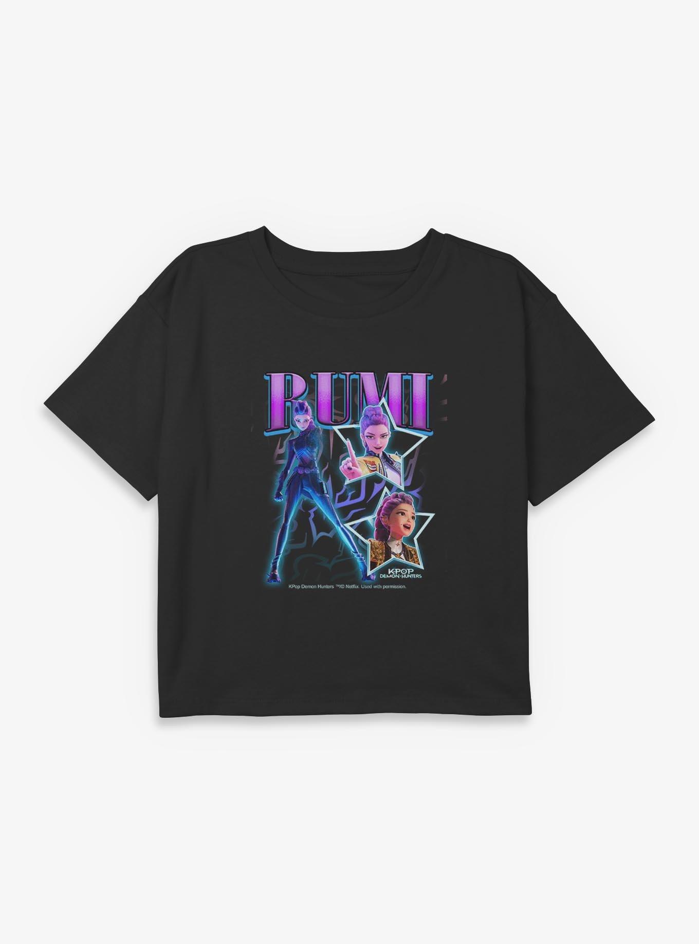 KPop Demon Hunters Rumi Star Collage Youth Girls Boxy Crop T-Shirt, , hi-res