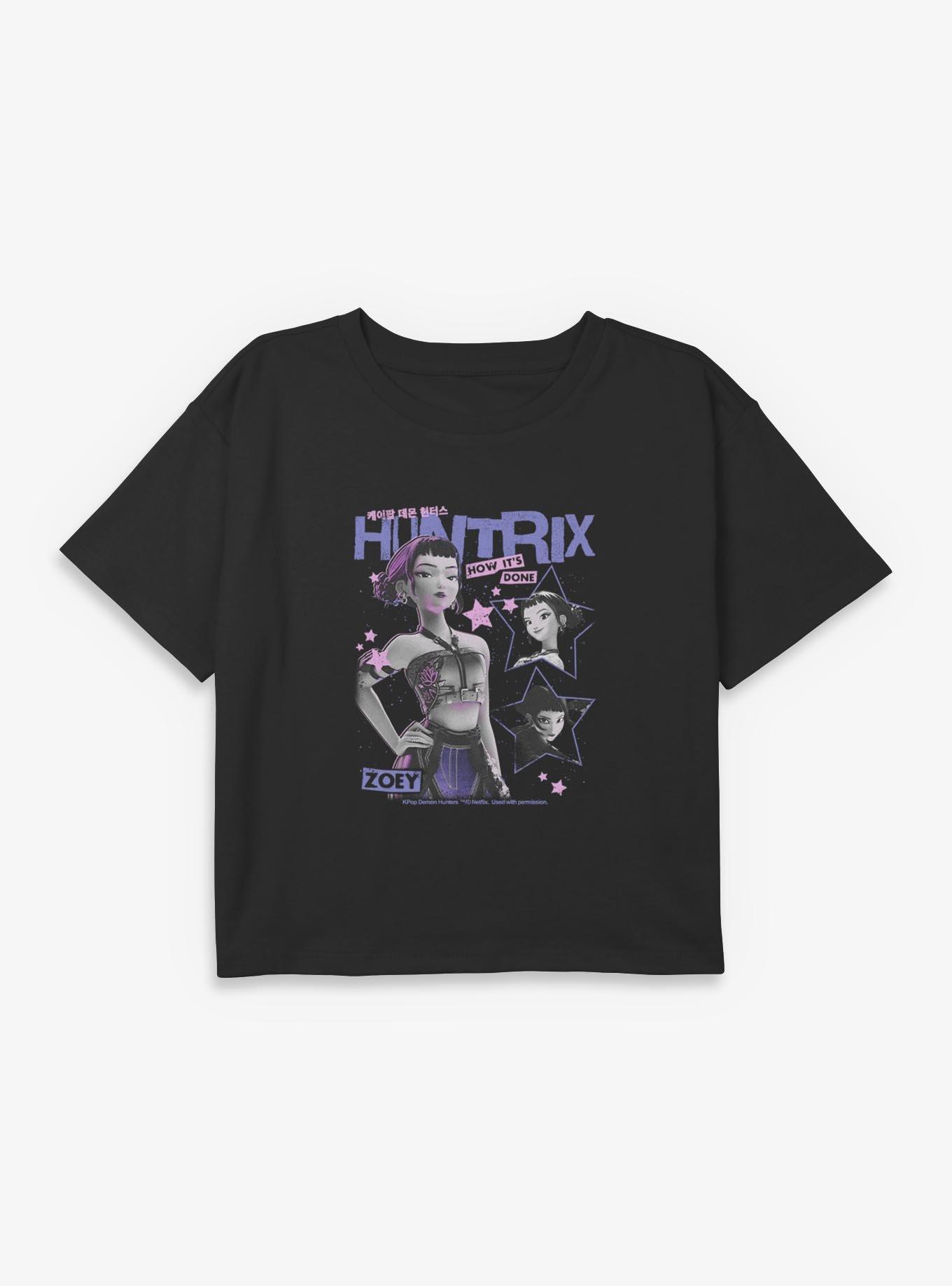 KPop Demon Hunters Huntrix Zoey Stars Collage Youth Girls Boxy Crop T-Shirt, , hi-res